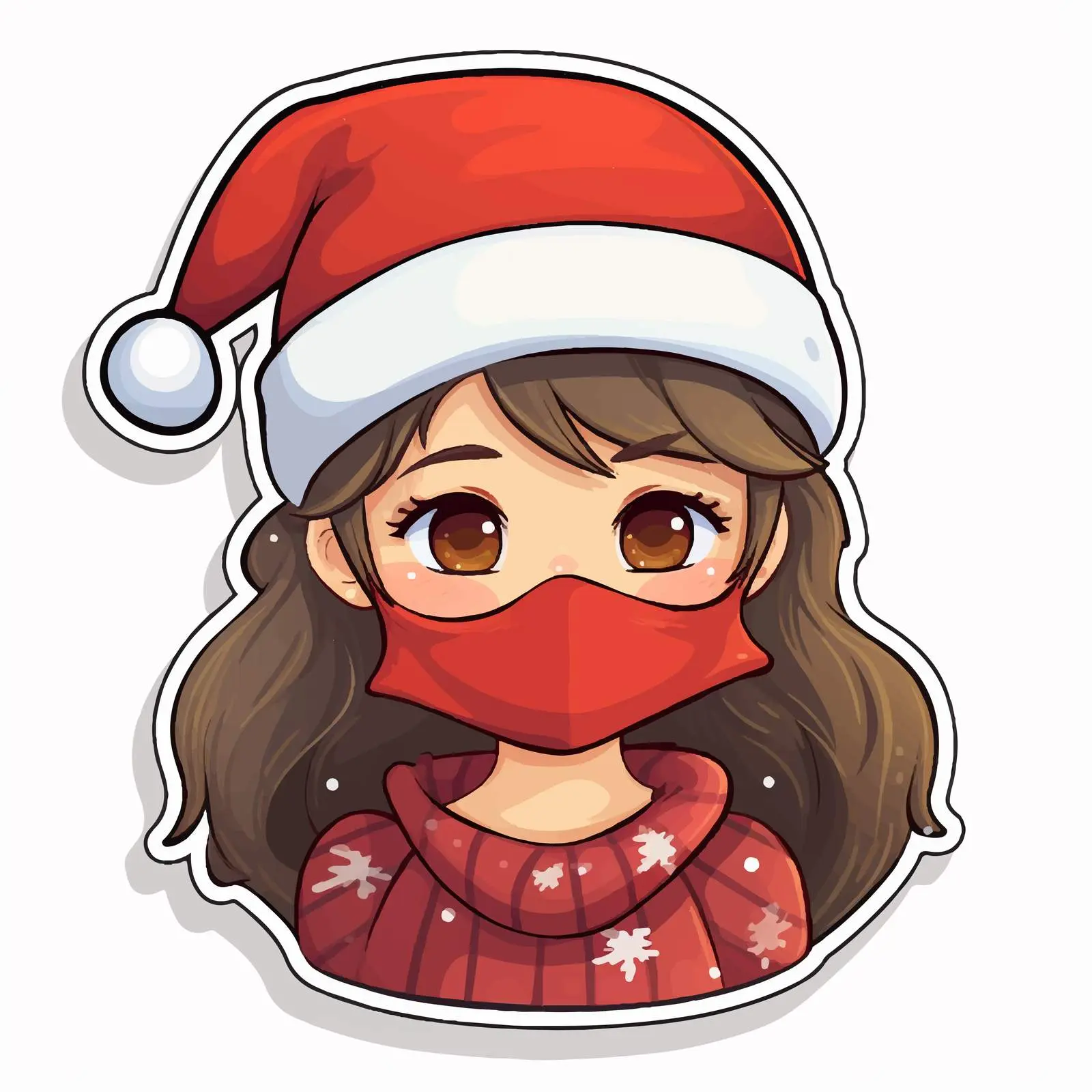 Christmas Sticker Template with Girl Wearing Mask — free download from Dotvec