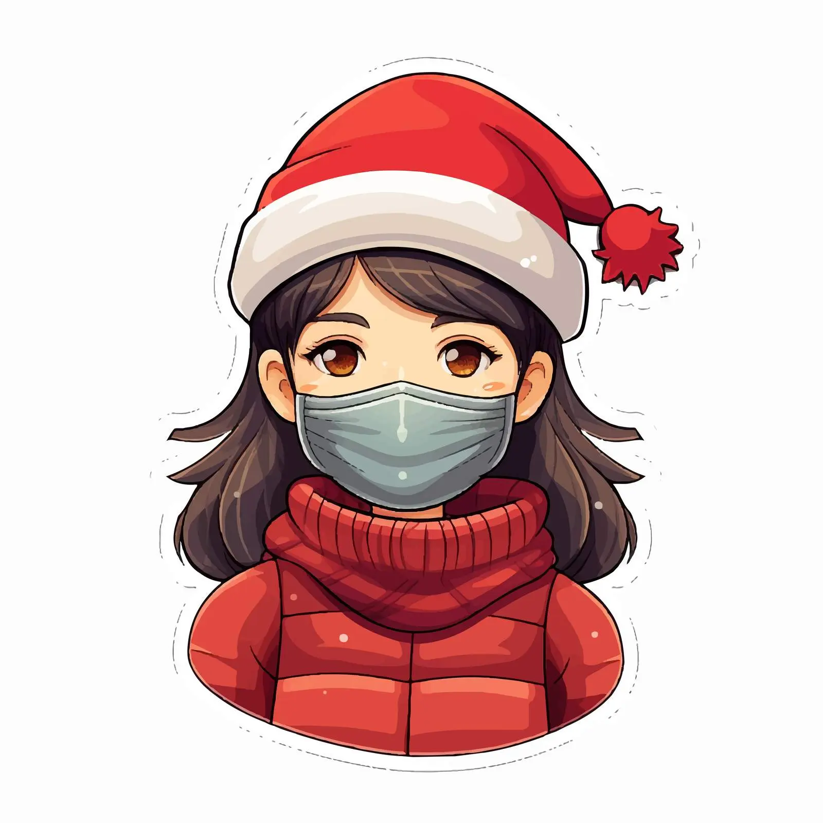 Christmas Masked Girl Sticker Template — free download from Dotvec