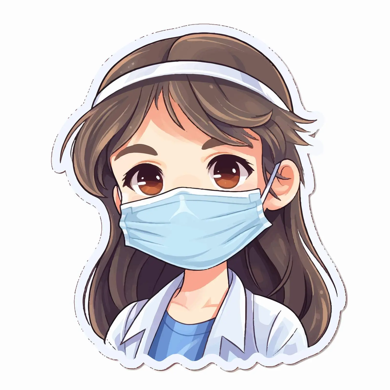 Girl Cartoon Sticker with Medical Mask – free wearing mask image from Dotvec