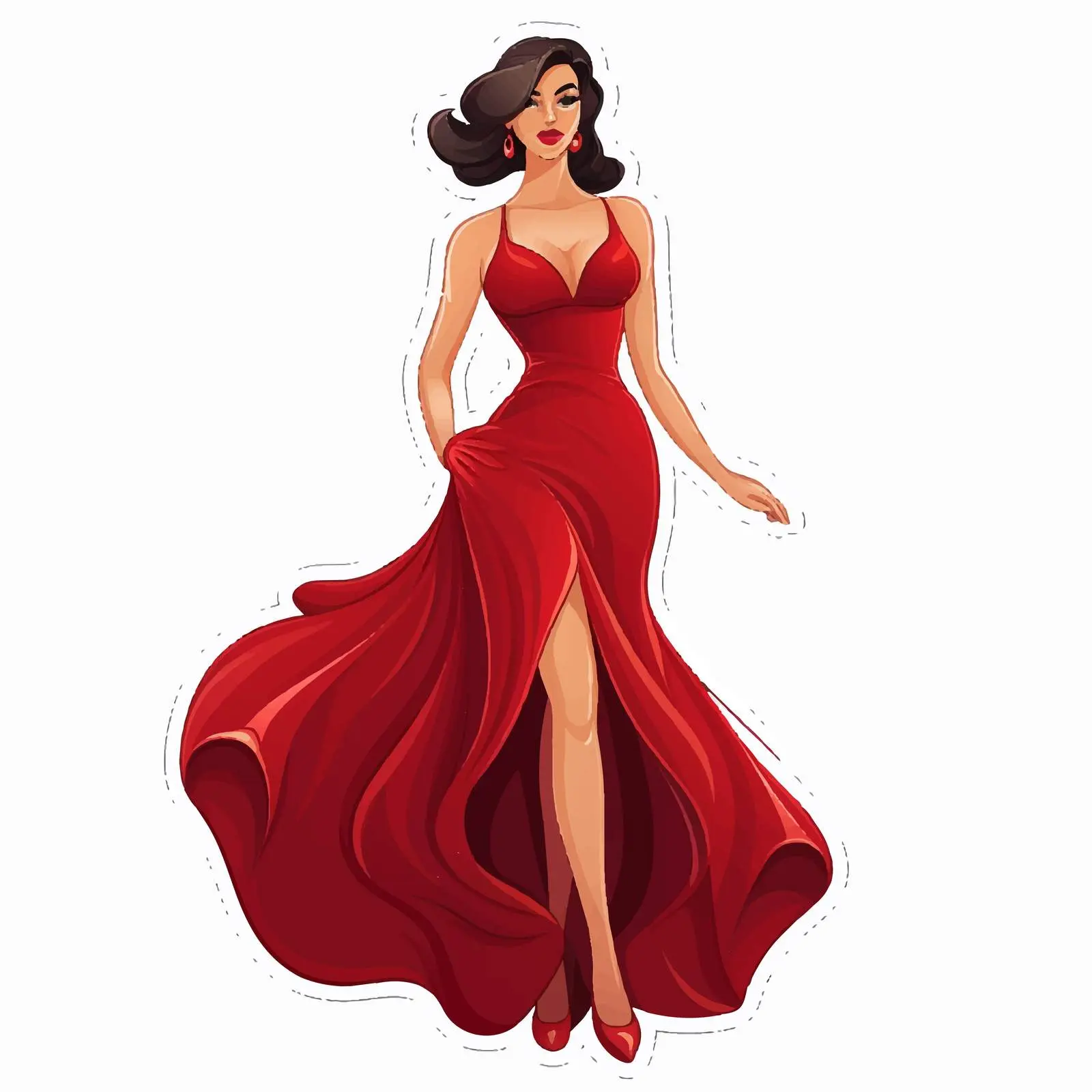 Woman in Red Dress Sticker Template — free download from Dotvec