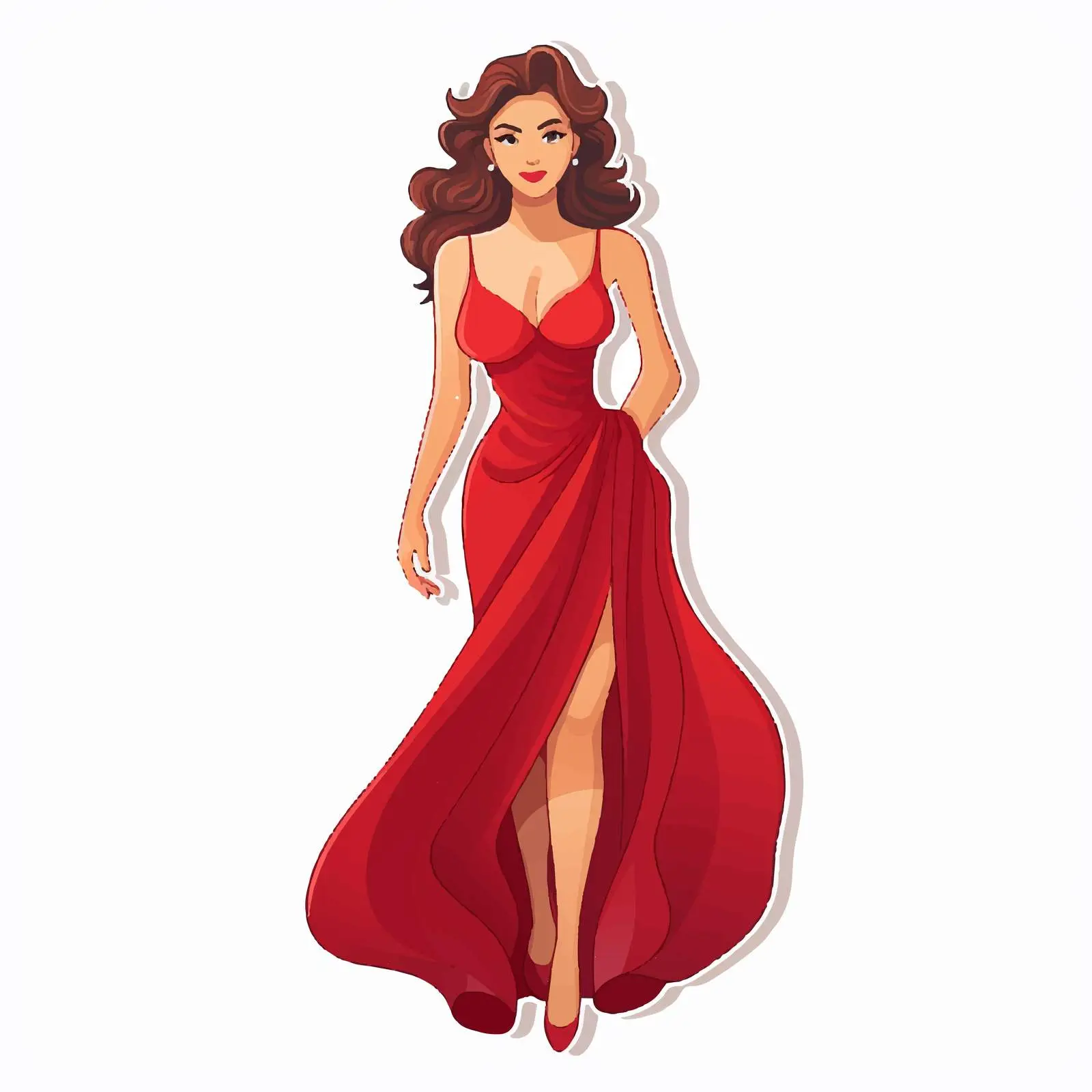 Woman in Red Dress Sticker Template — free download from Dotvec