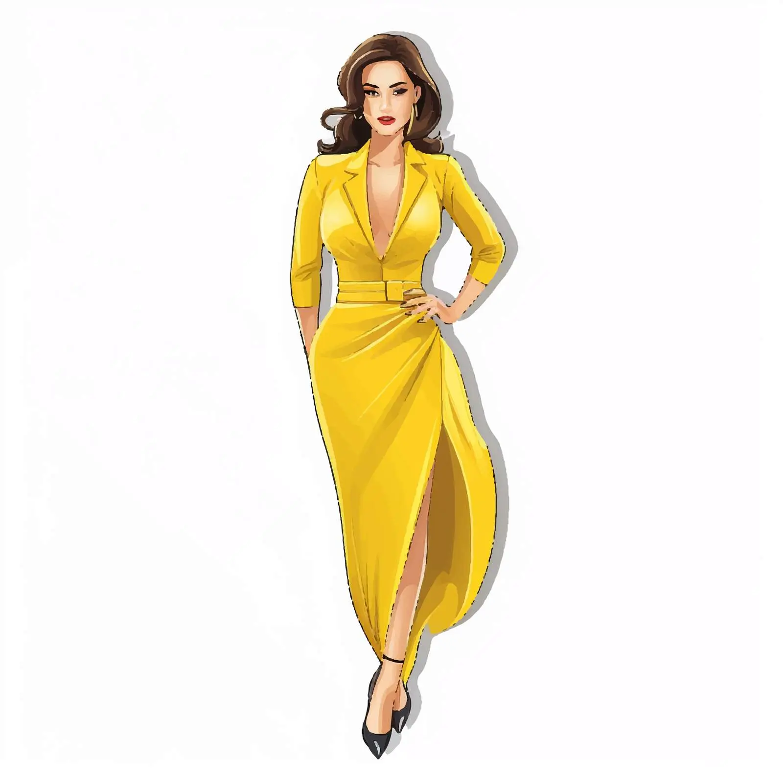 Woman in Yellow Dress Sticker Template — free download from Dotvec
