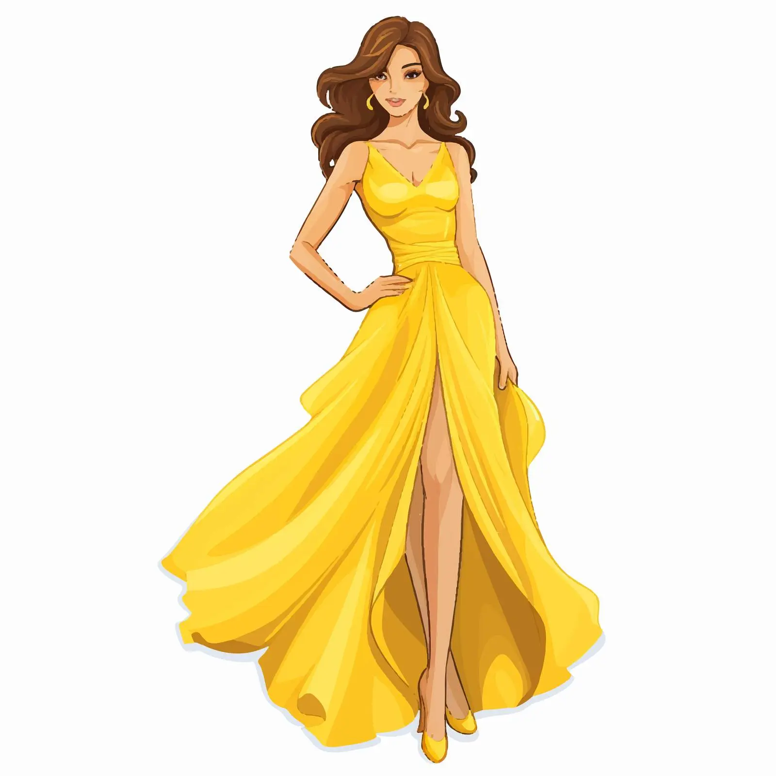 Woman in Yellow Dress Sticker Template — free download from Dotvec