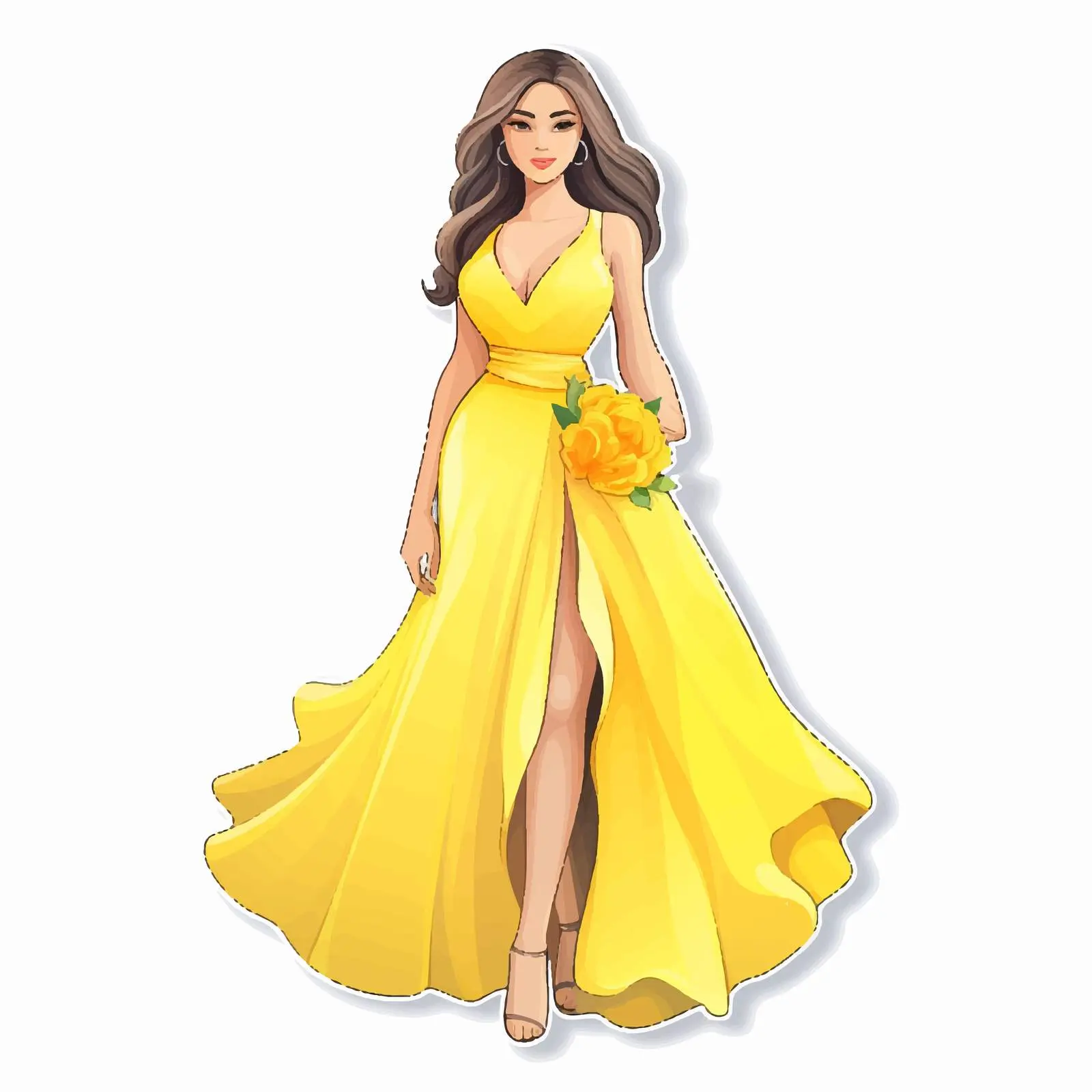 Woman in Yellow Dress Sticker Template — free download from Dotvec