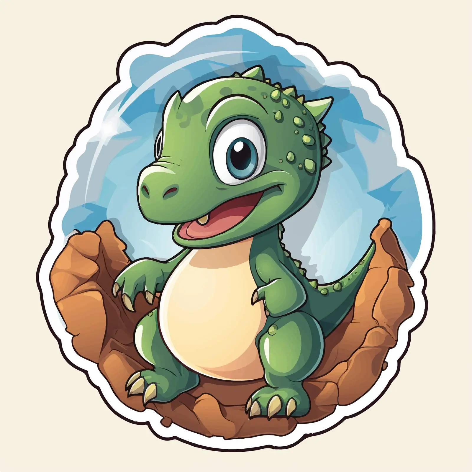 Baby Dinosaur Hatching from Egg Sticker Template — free download from Dotvec