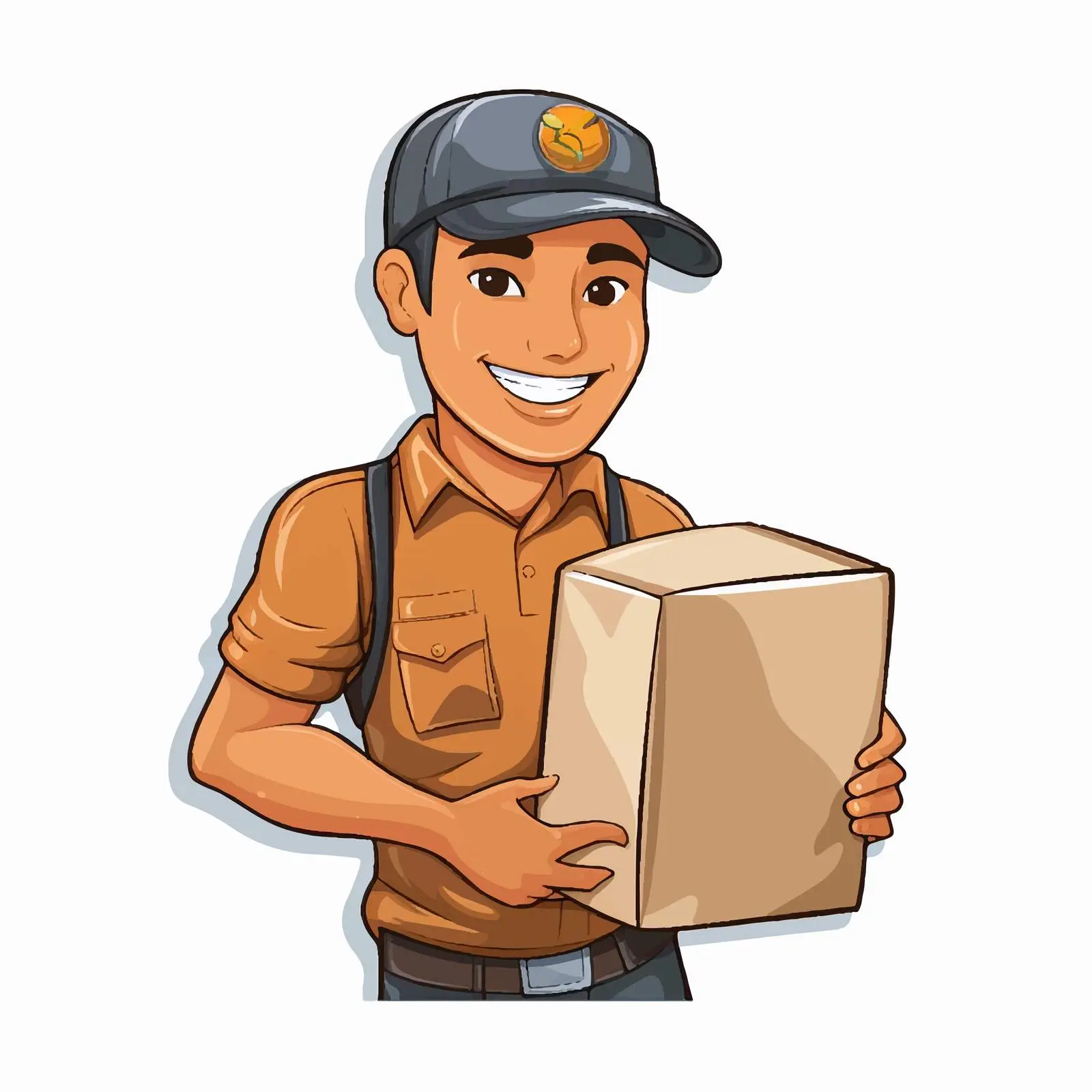 Delivery Man Sticker Template with Boxes — free download from Dotvec