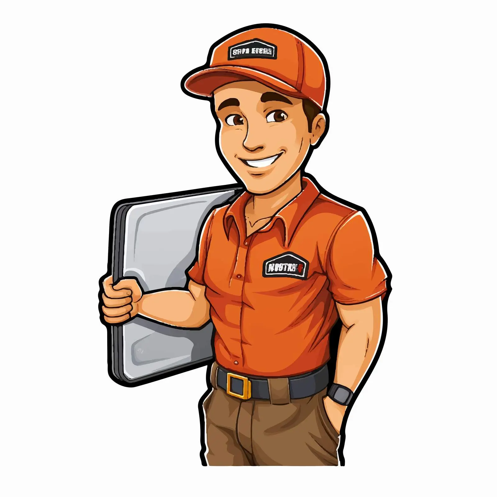 Delivery Man Sticker Template in Uniform — free download from Dotvec
