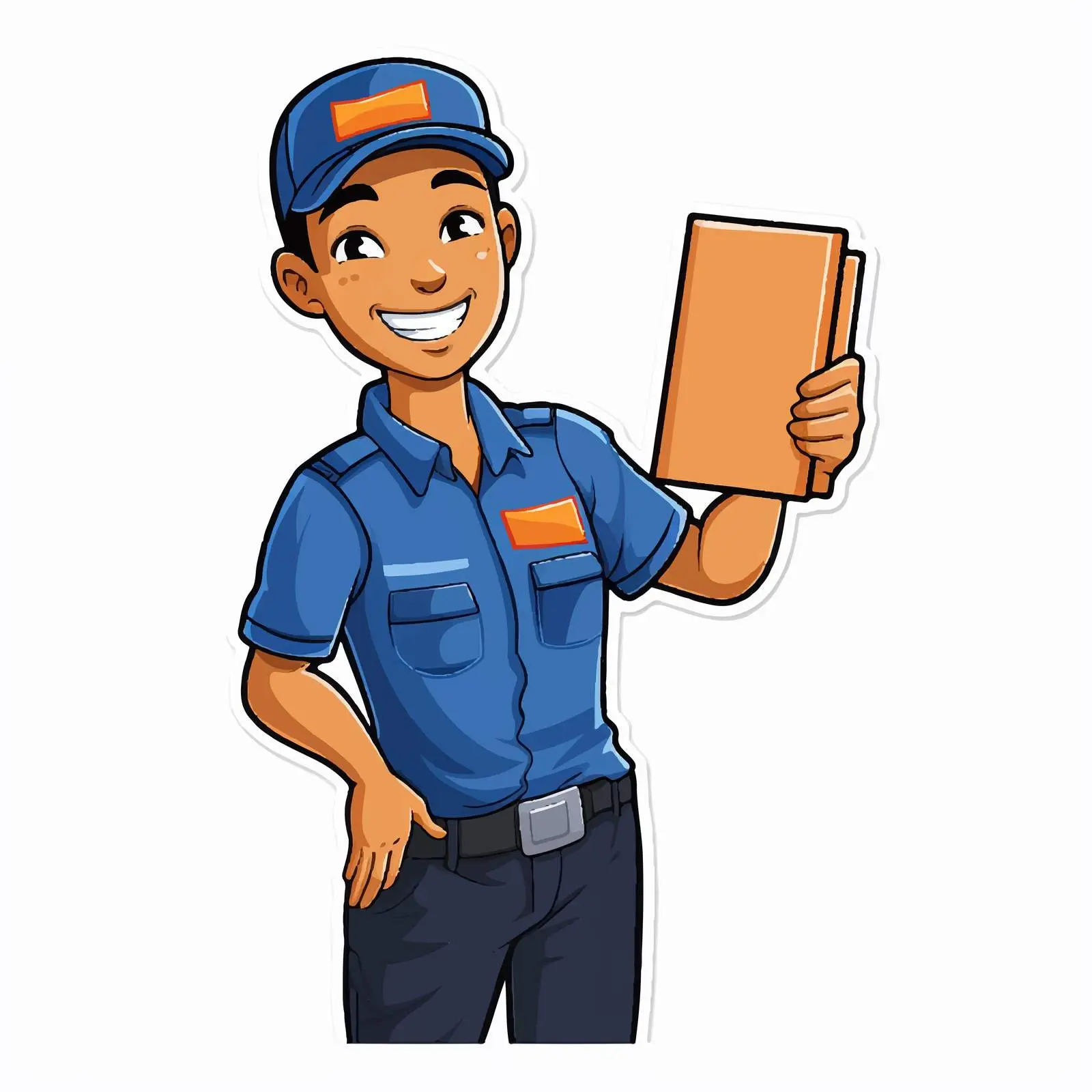 Delivery Man Sticker Template in Uniform — free download from Dotvec