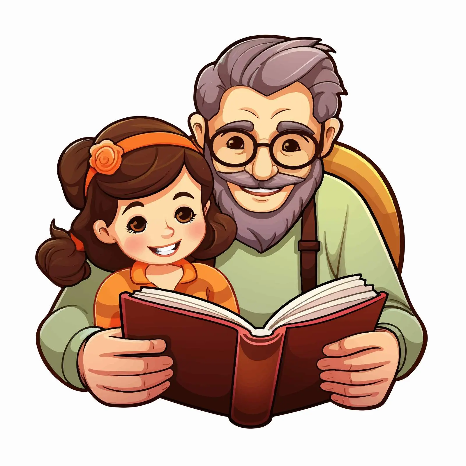 Father and Daughter Reading Together Sticker Template — free download from Dotvec