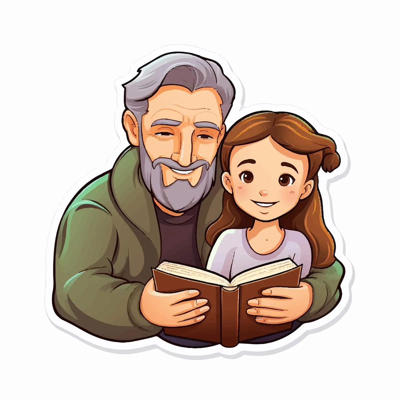 Father and Daughter Reading Together Sticker — free download from Dotvec
