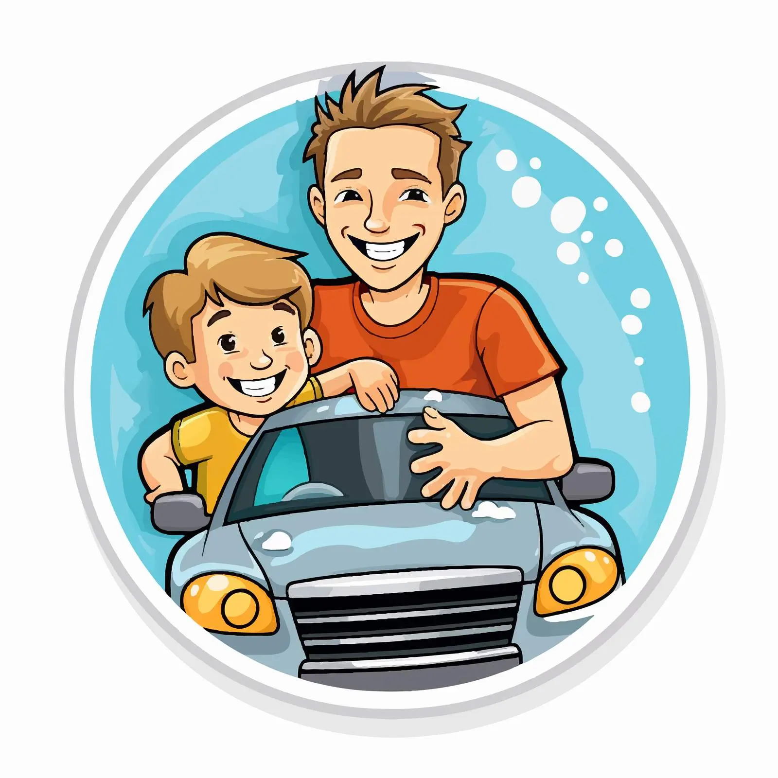 Father and Son Car Wash Sticker Template — free download from Dotvec