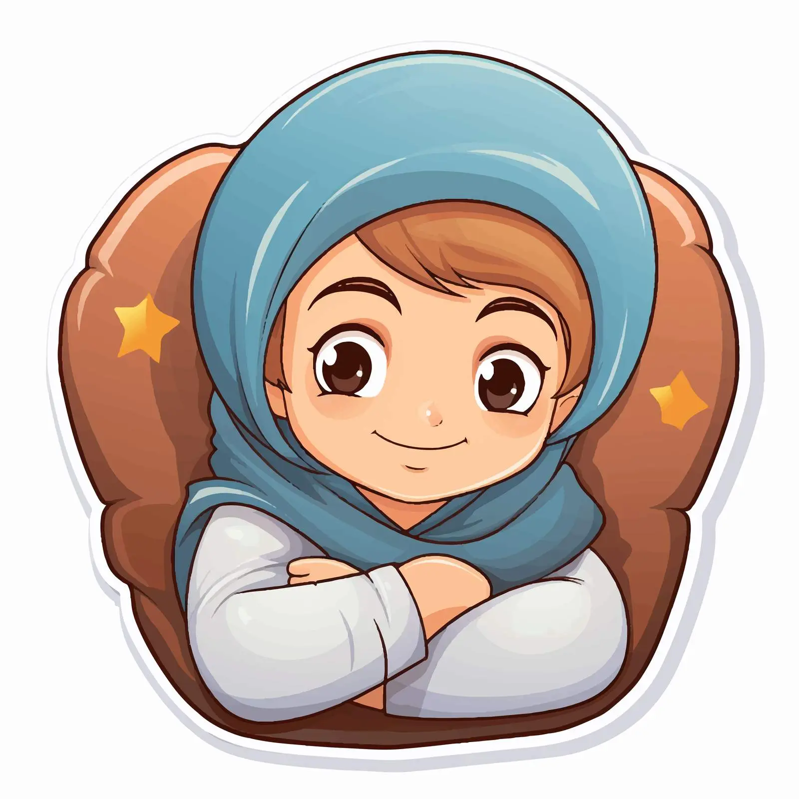 Muslim Boy Hugging Pillow Vector Illustration — free download from Dotvec