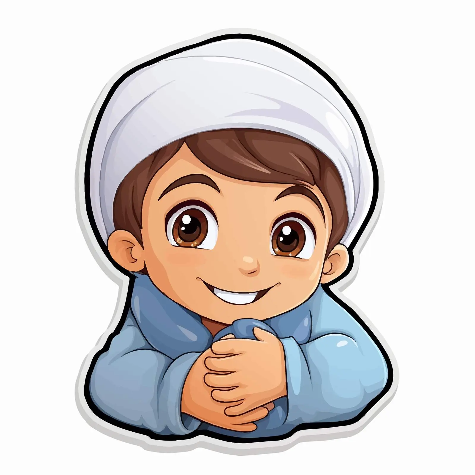 Muslim Boy Hugging Pillow Illustration — free download from Dotvec