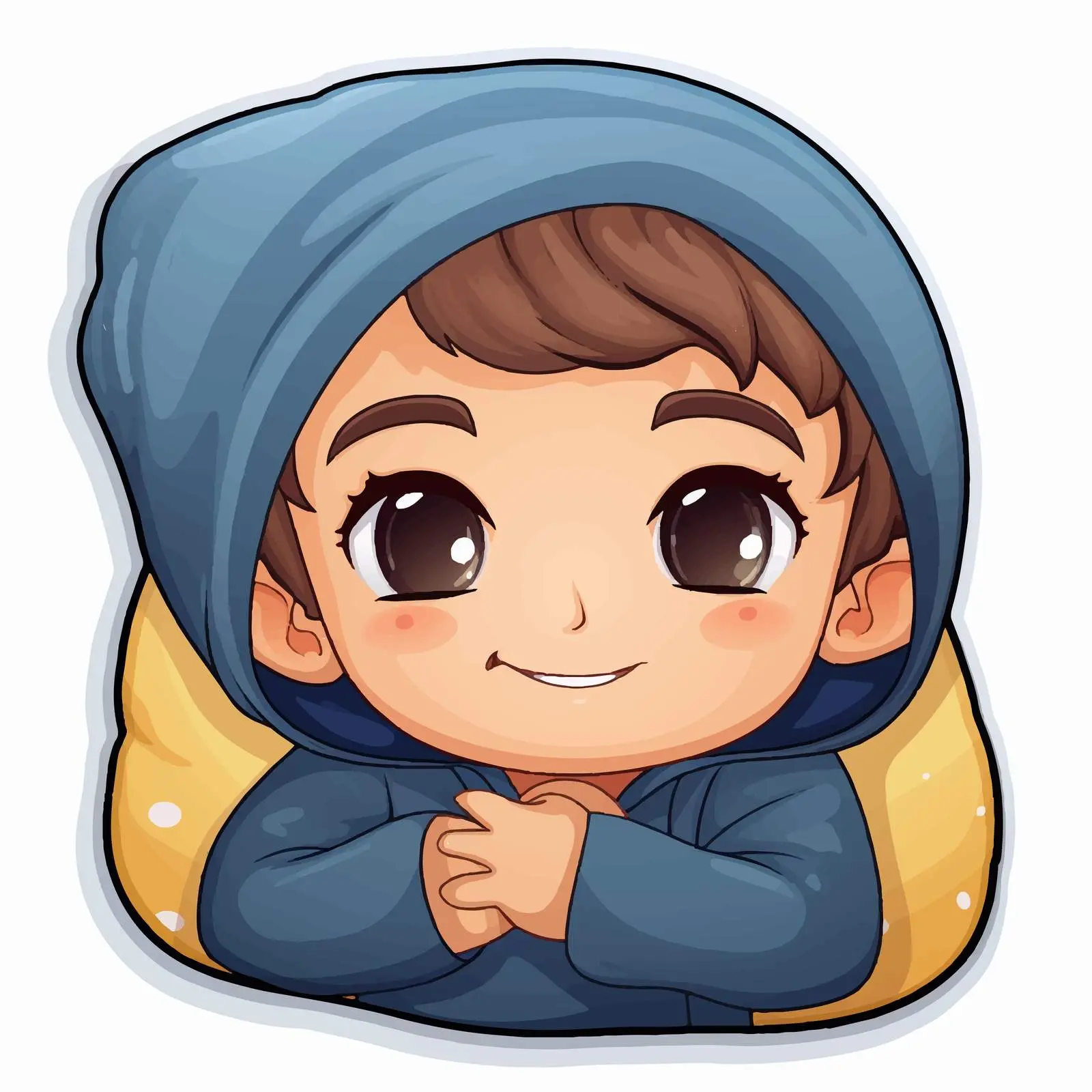 Muslim Boy Hugging Pillow Illustration Template — free download from Dotvec