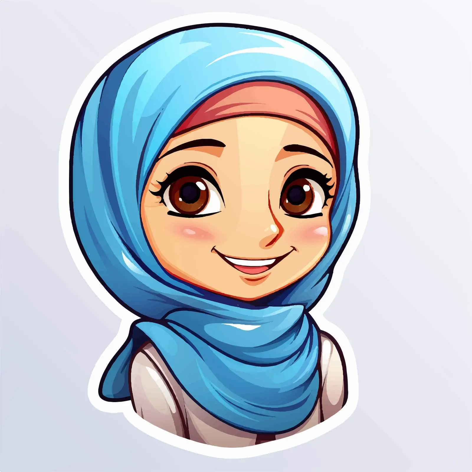 Muslim Girl Cartoon Character Sticker Template — free download from Dotvec