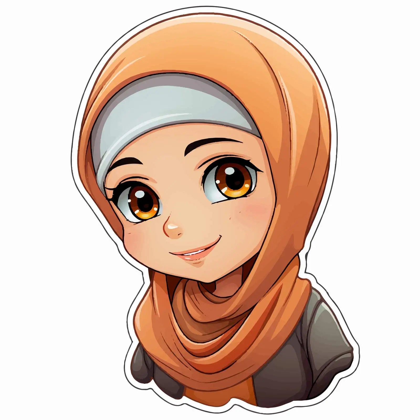 Muslim Girl Cartoon Character Sticker Template — free download from Dotvec