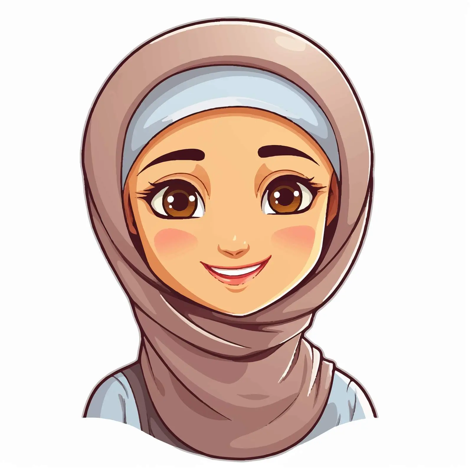 Muslim Girl Cartoon Character Sticker Template — free download from Dotvec