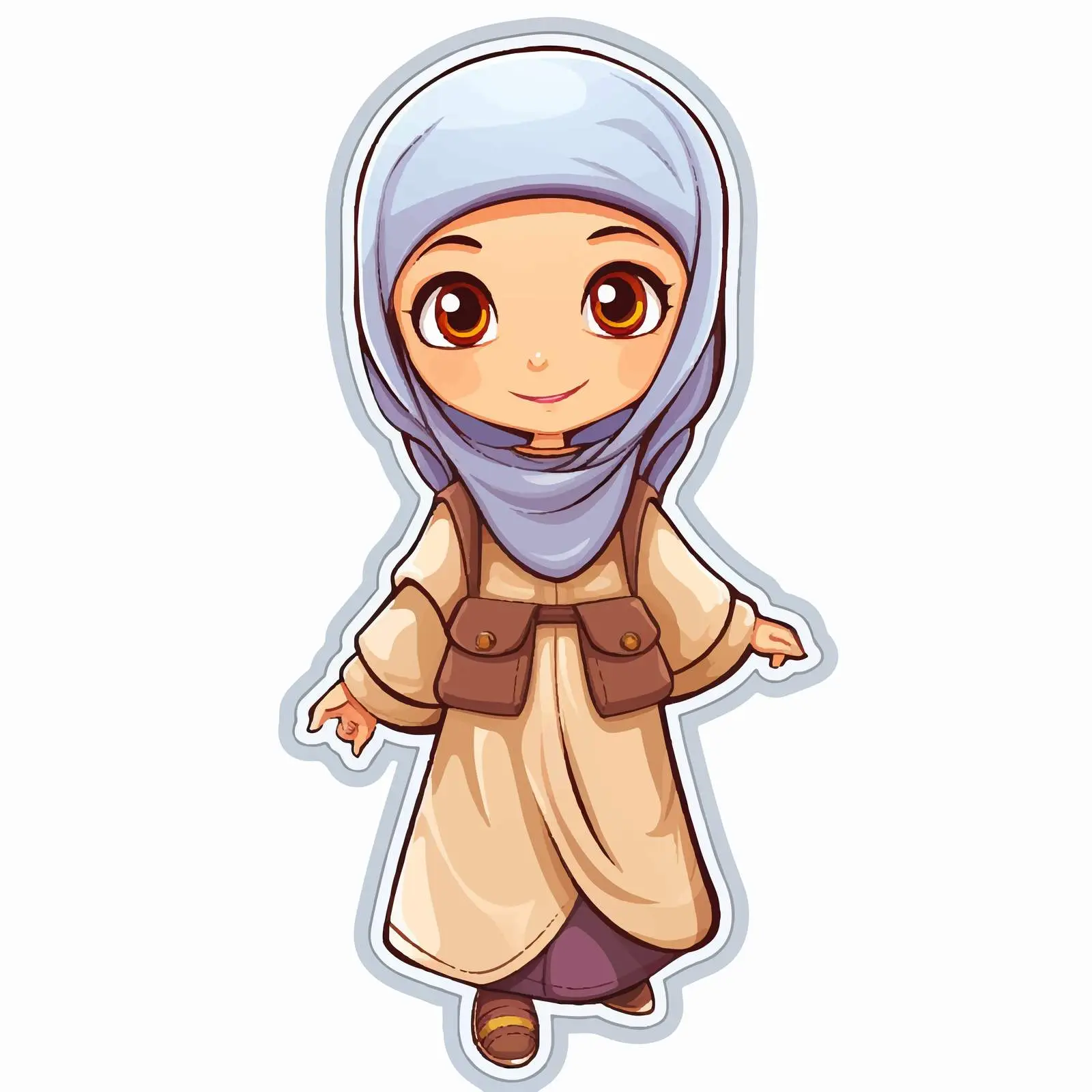 Muslim Girl Cartoon Character Sticker Template — free download from Dotvec