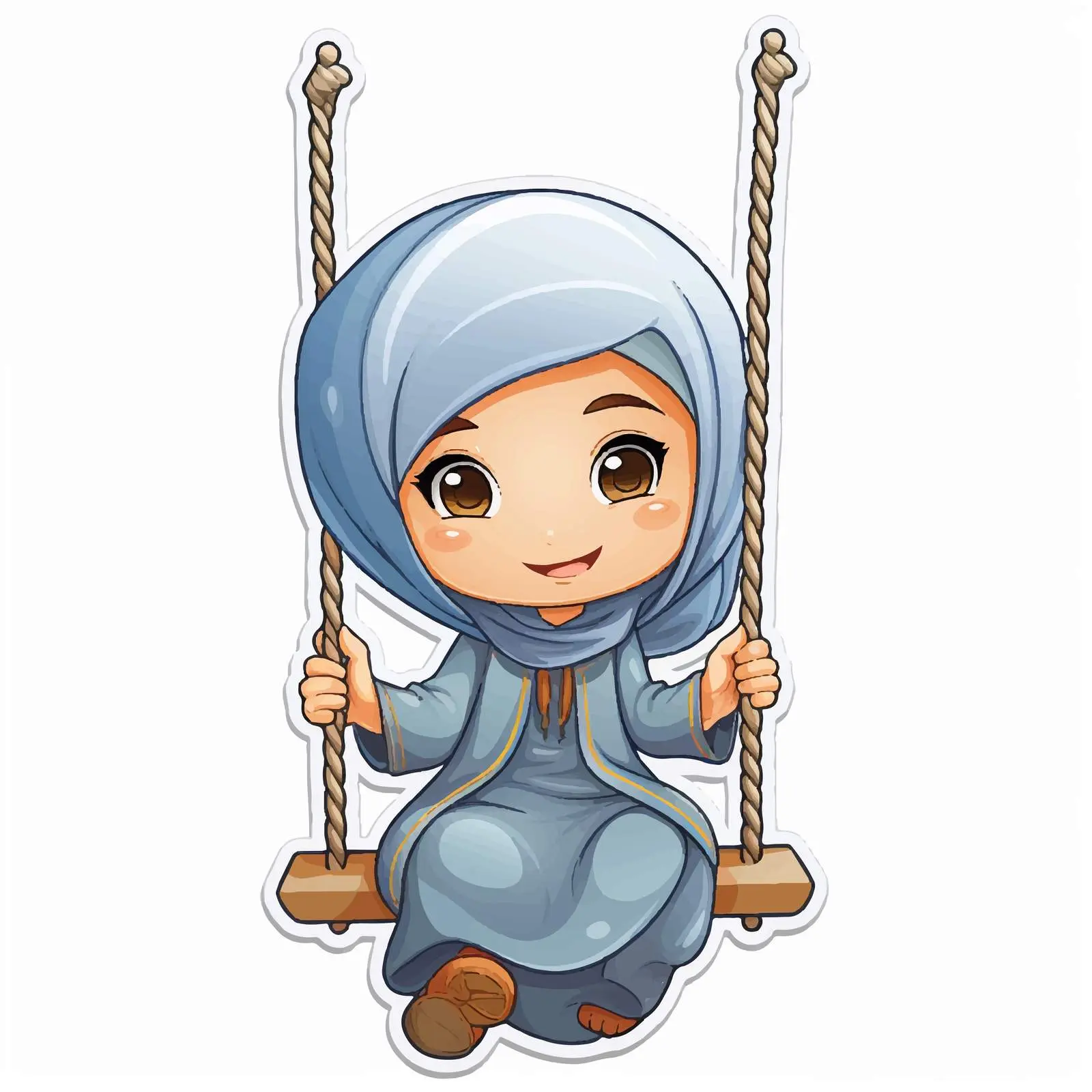 Muslim Girl Playing on Swing Cartoon Vector — free download from Dotvec