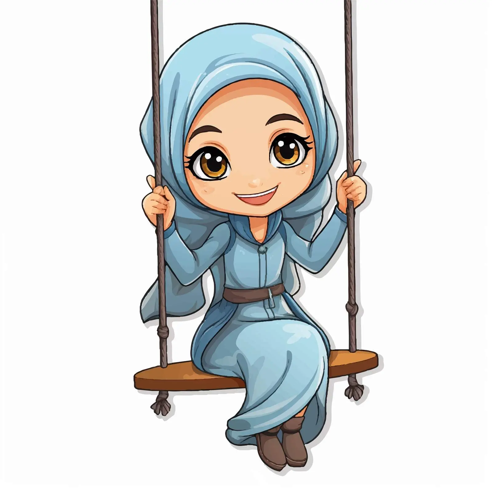Muslim Girl Cartoon Swing Sticker Template — free download from Dotvec