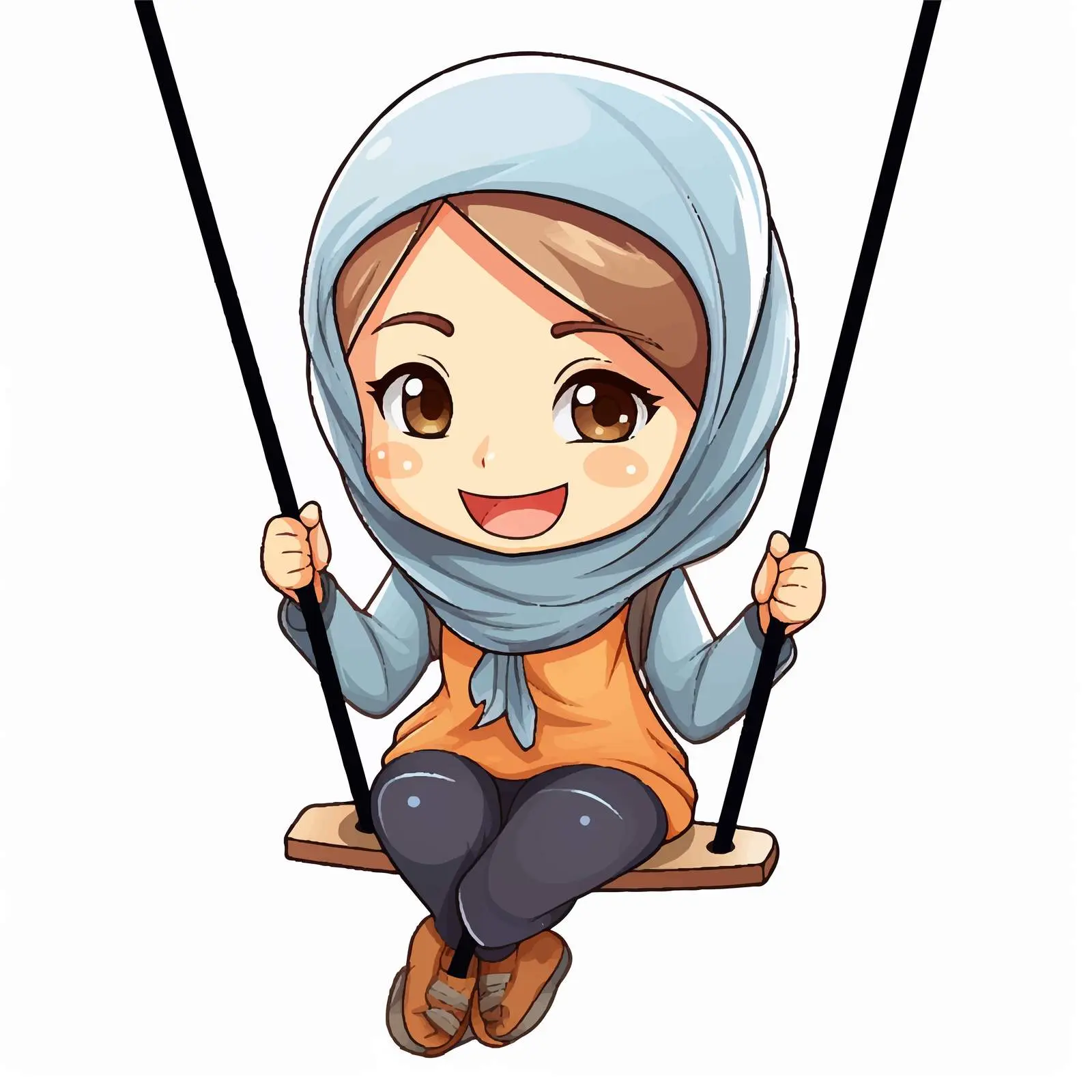 Muslim Girl Playing on Swing Cartoon Vector — free download from Dotvec