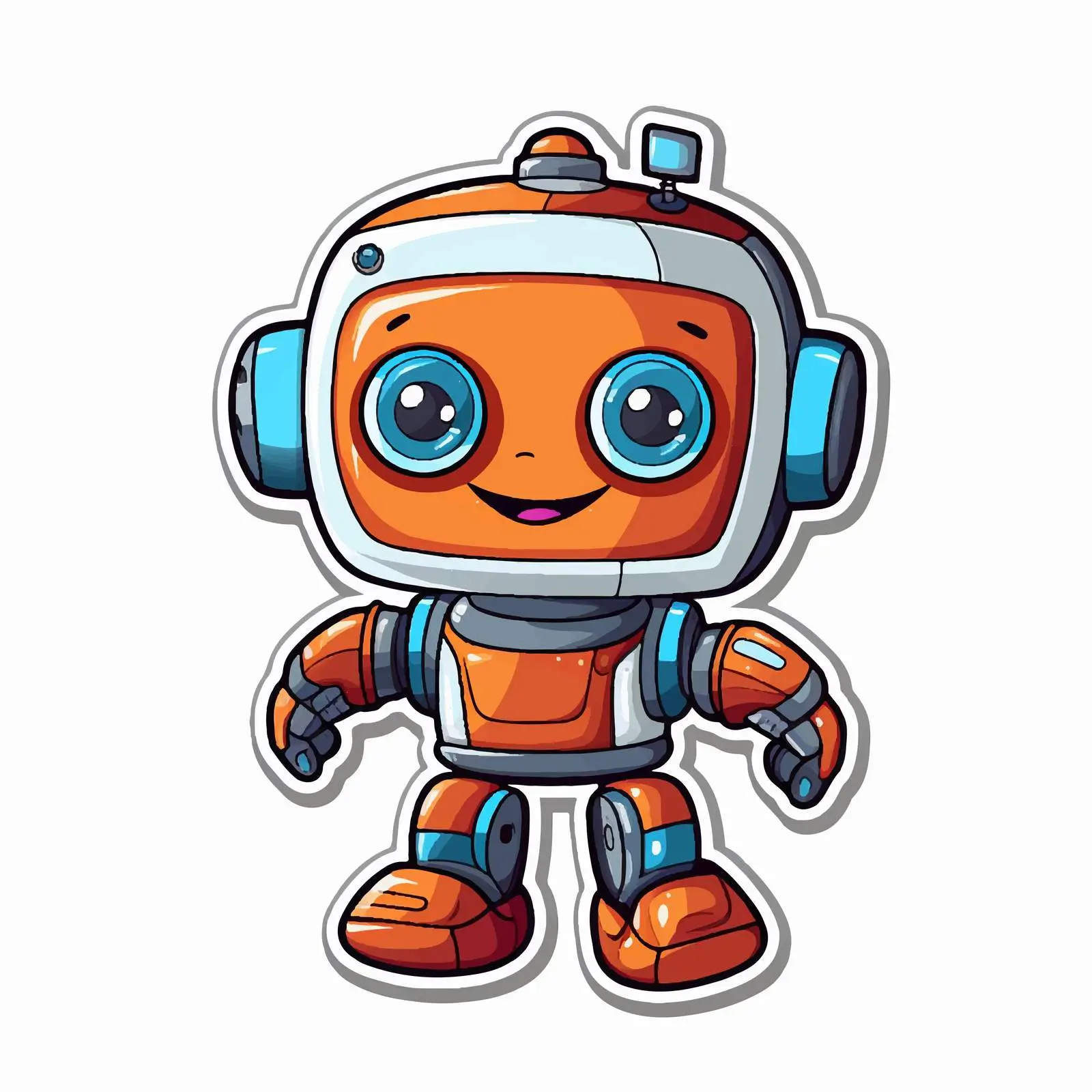 Robot Toy Cartoon Character Sticker Template — free download from Dotvec