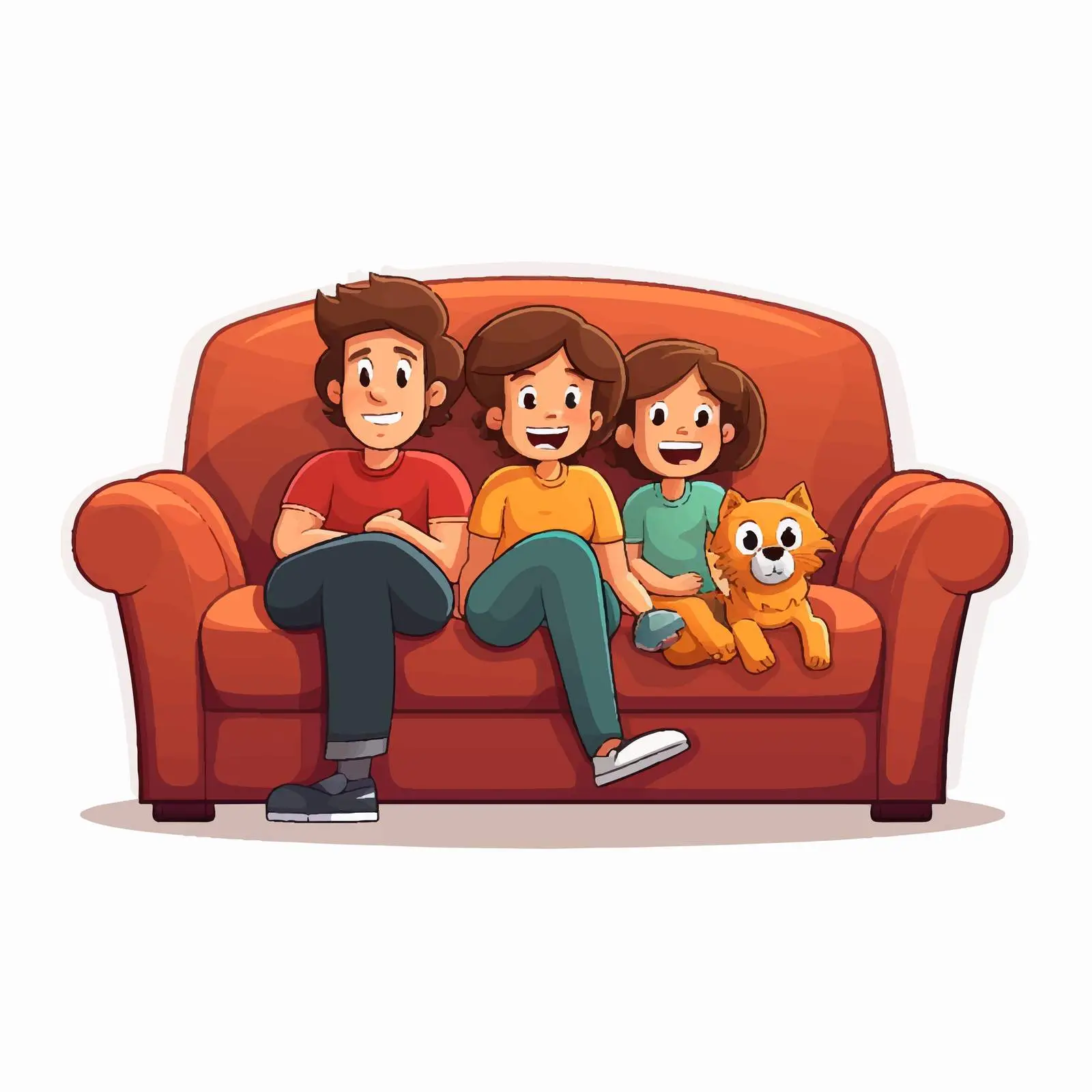 Family Members Sitting on Sofa Sticker Template — free download from Dotvec