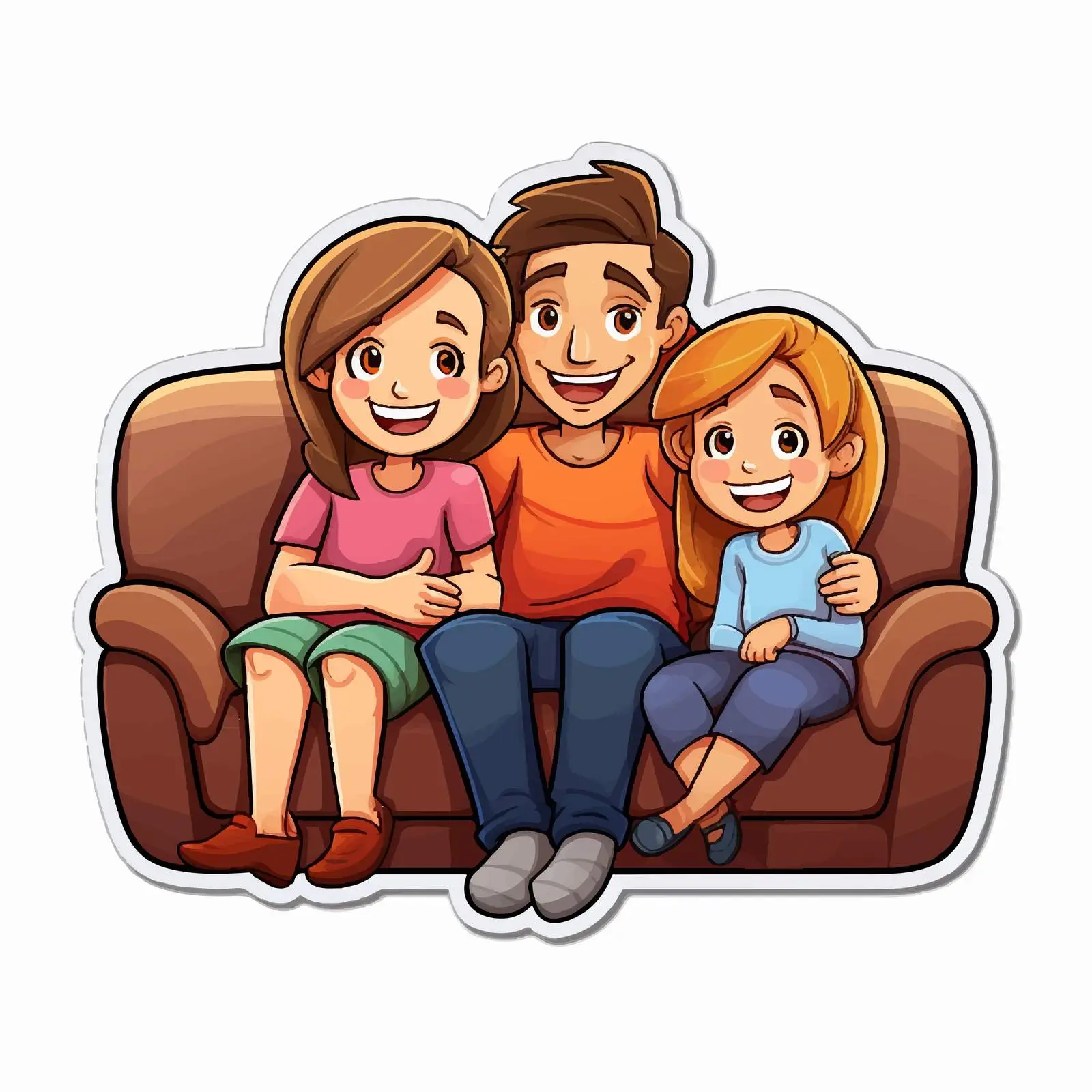 Family Members Sitting on Sofa Sticker Template — free download from Dotvec