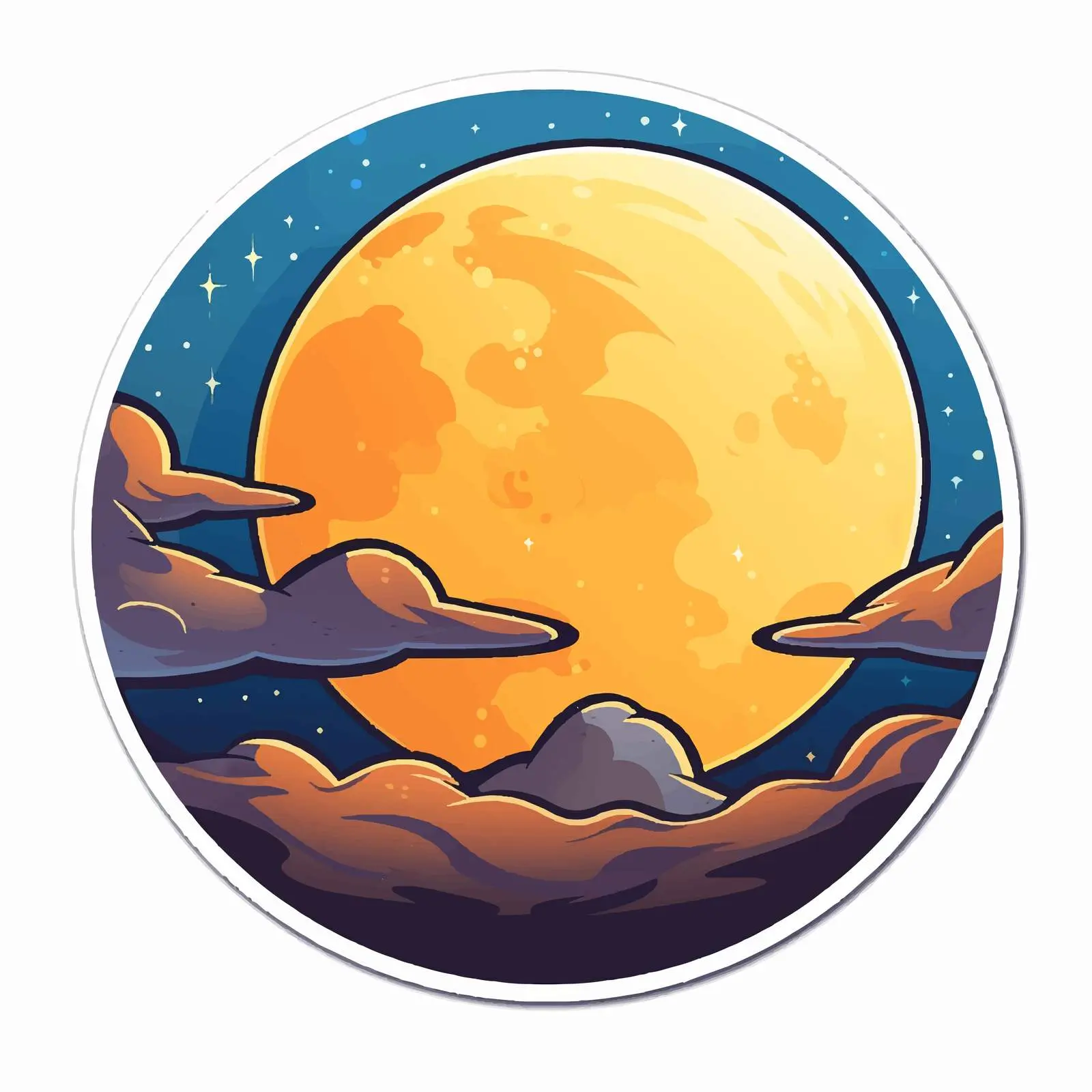Cartoon Moon Sticker Template Design — free download from Dotvec