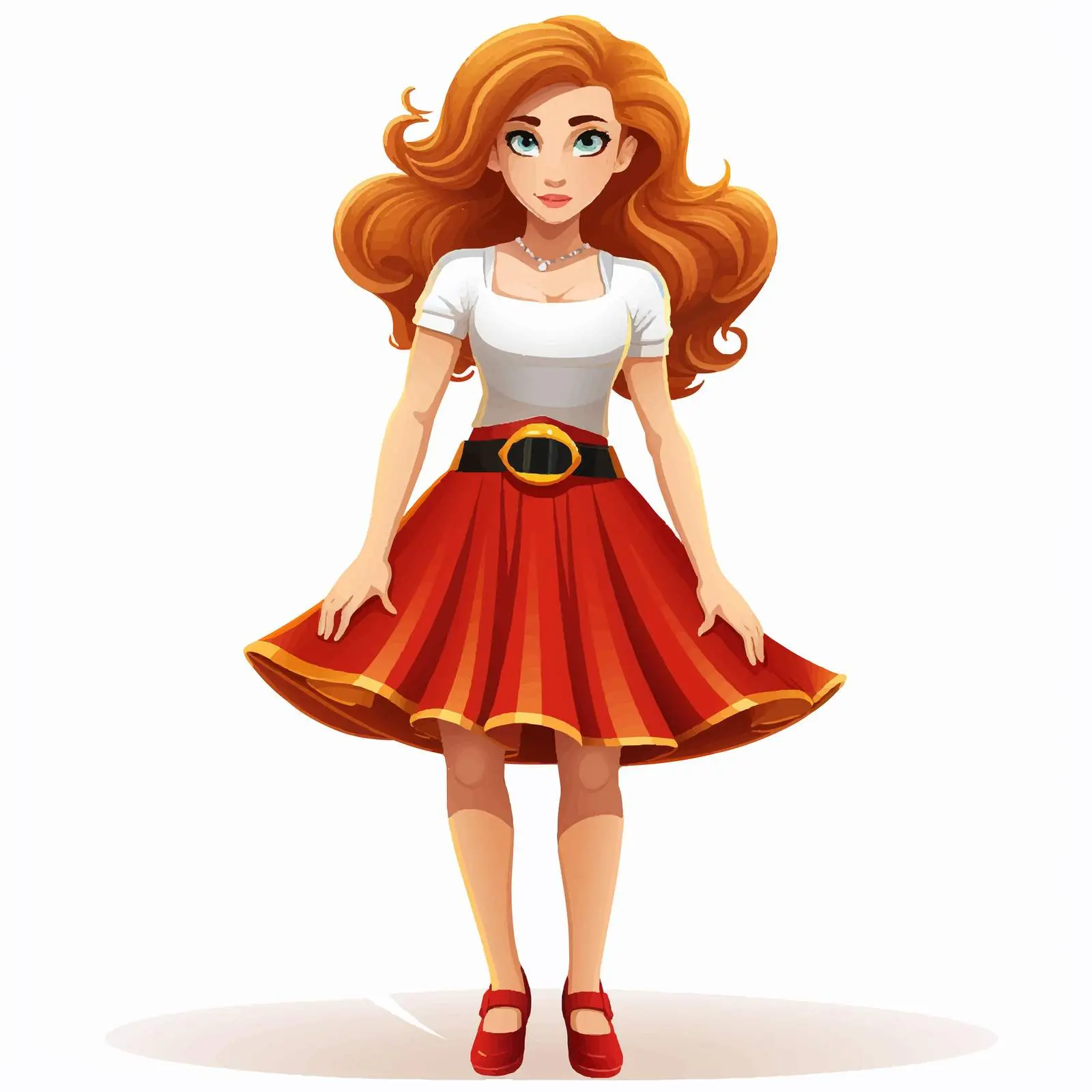 Cartoon Character in Mini Skirt Dress Vector – free action pose image from Dotvec