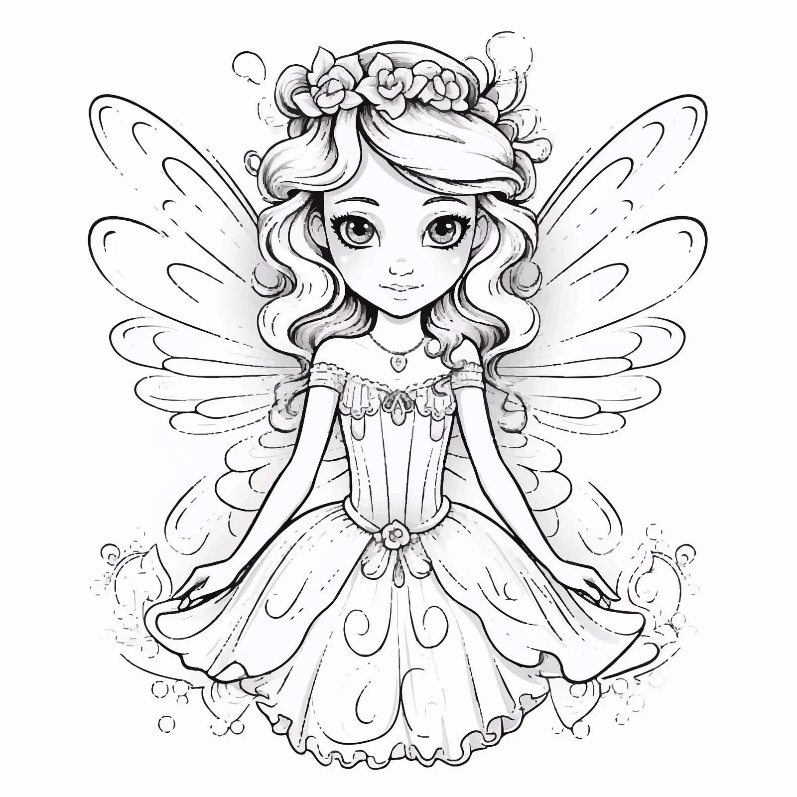 Stunning Fairy Cartoon Illustration for Coloring — free download from Dotvec