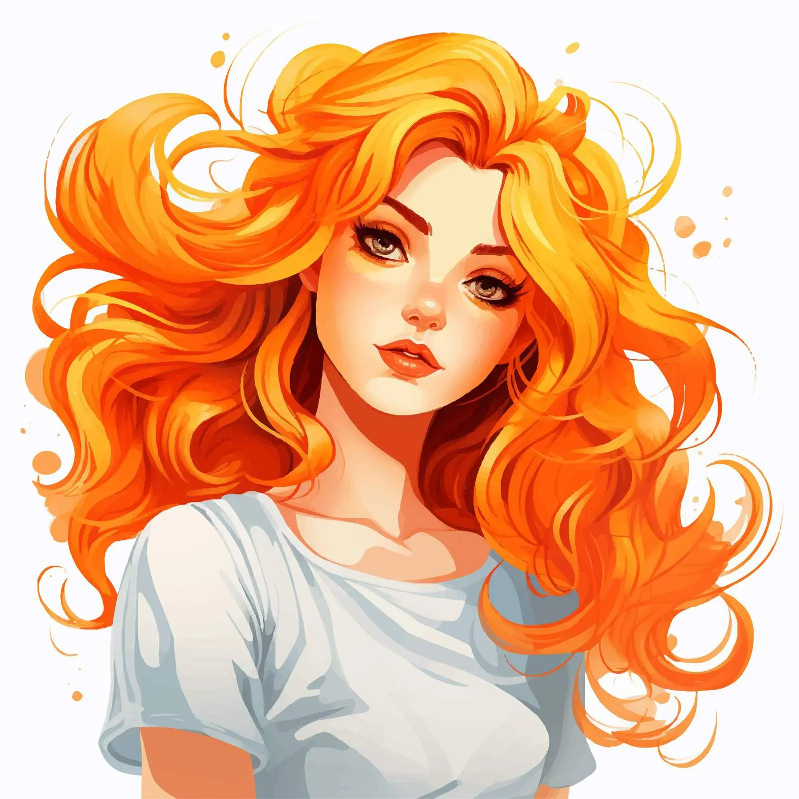 Vibrant Orange Girl Vector Illustration — free download from Dotvec