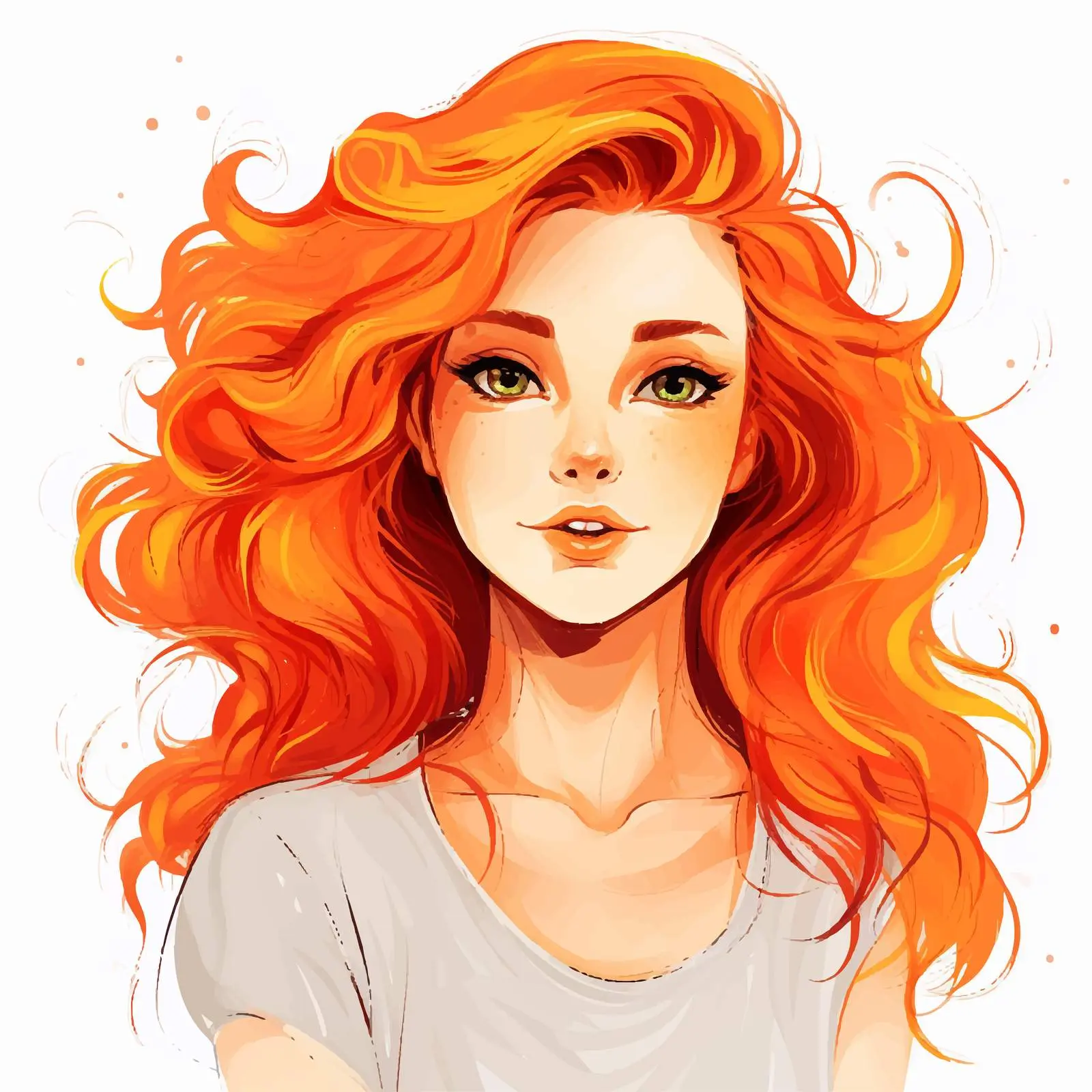 Vibrant Orange Girl Vector Illustration — free download from Dotvec