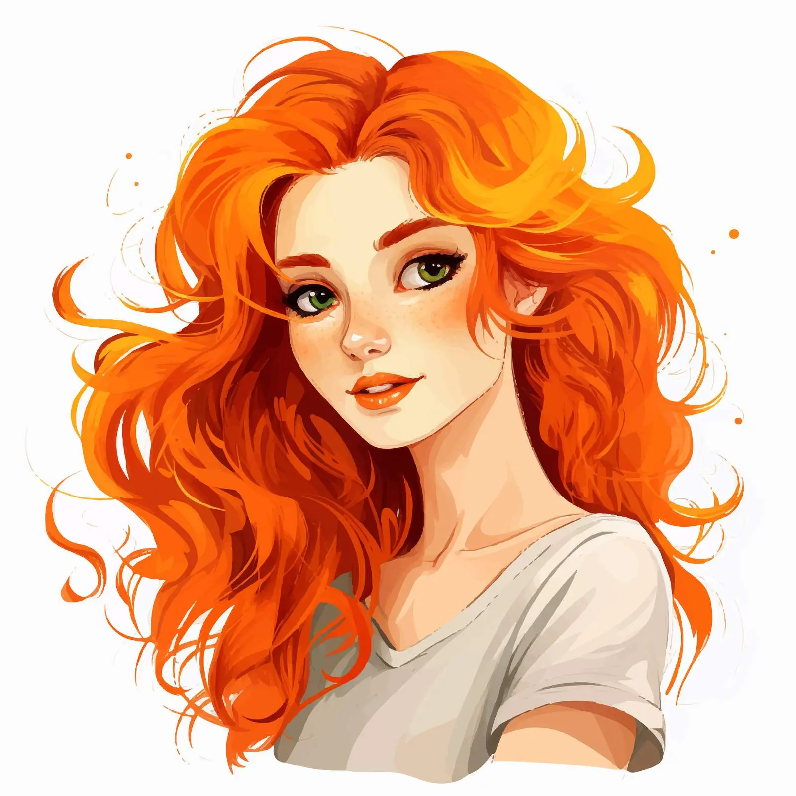 Vibrant Orange Girl Vector Illustration — free download from Dotvec