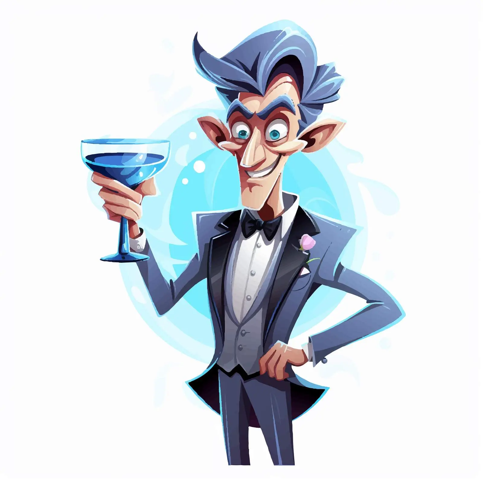 Stylish Cartoon Character at Cocktail Party — free download from Dotvec