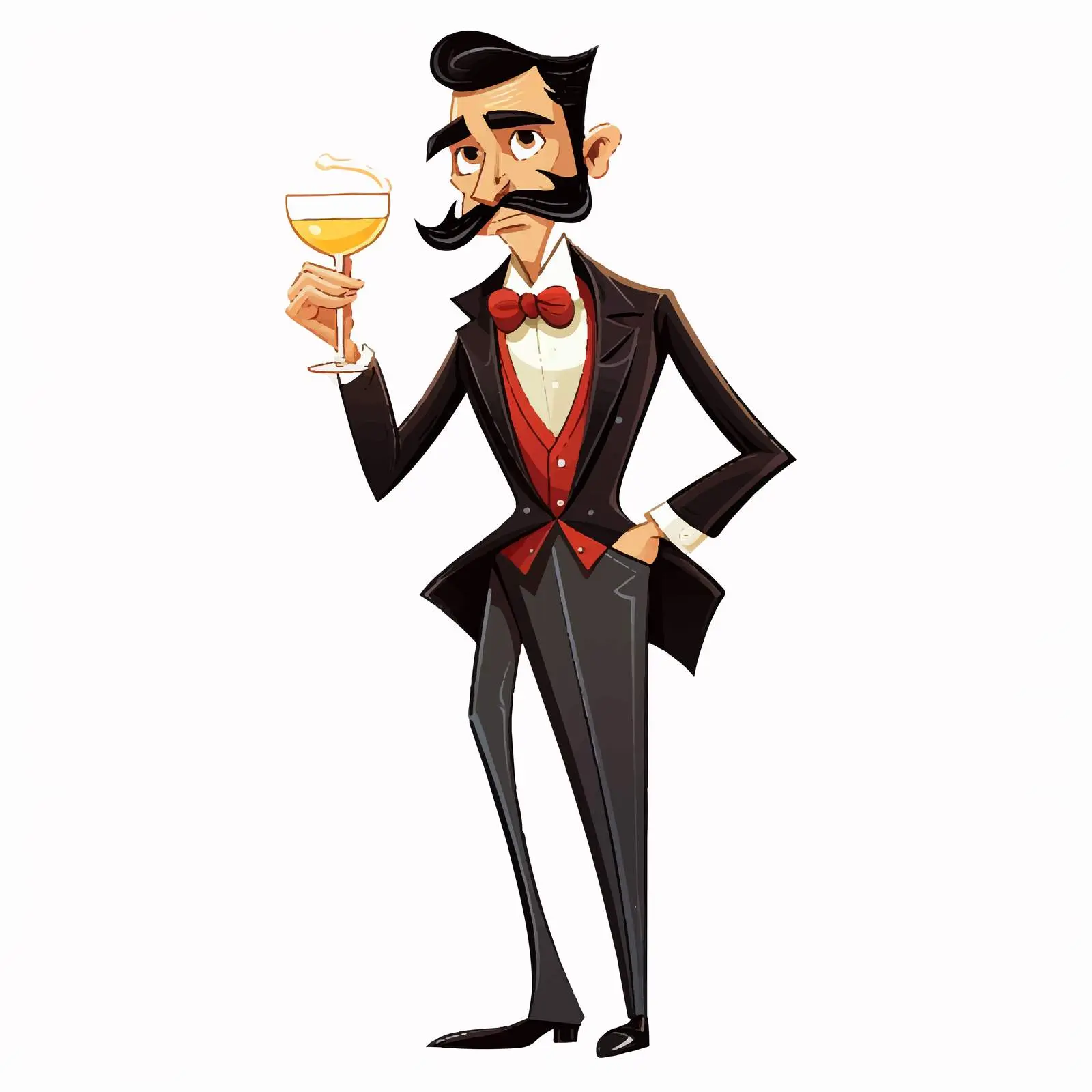 Stylish Cartoon Character at Cocktail Party — free download from Dotvec