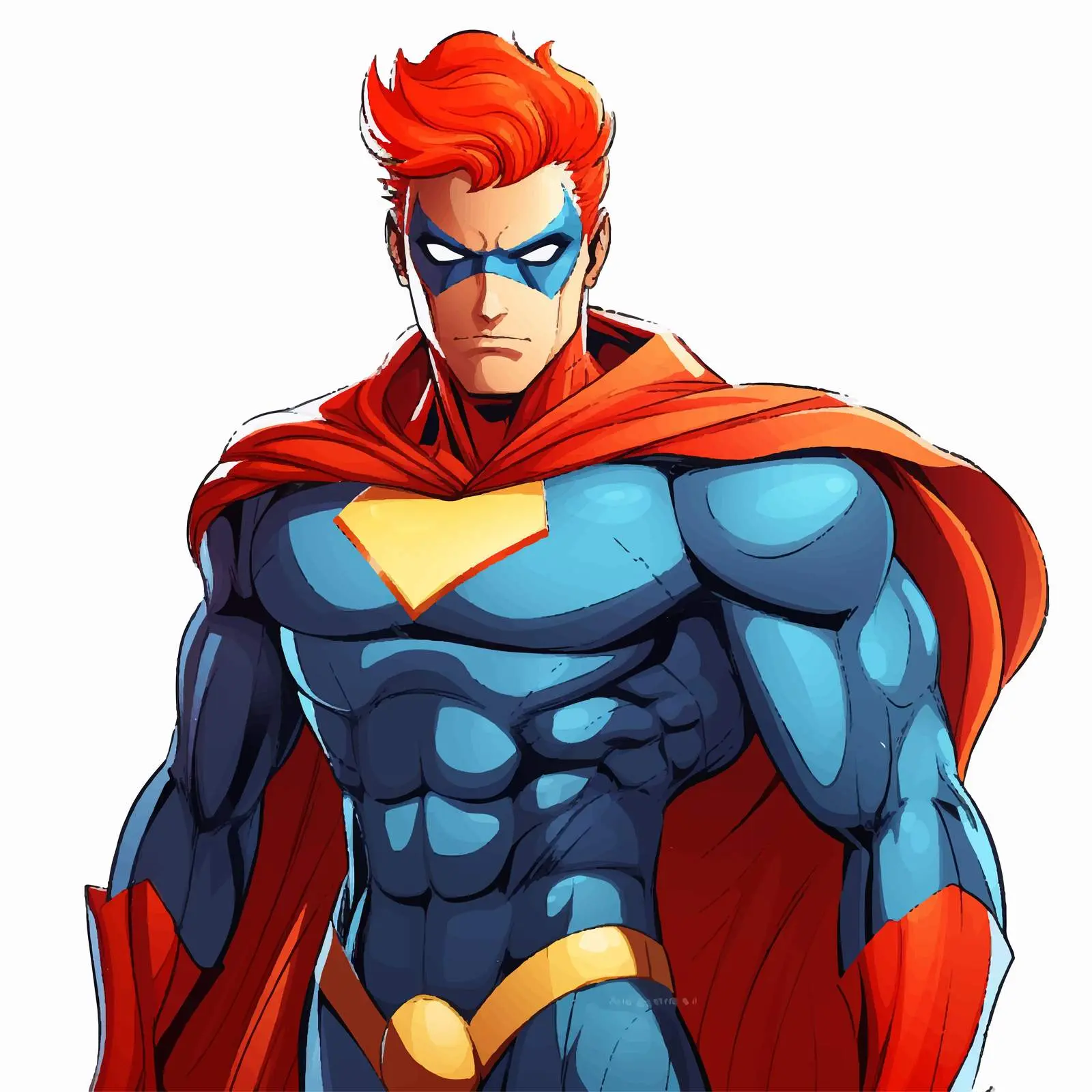Cartoon Superhero with Red Hair and Blue Suit – free red hair image from Dotvec