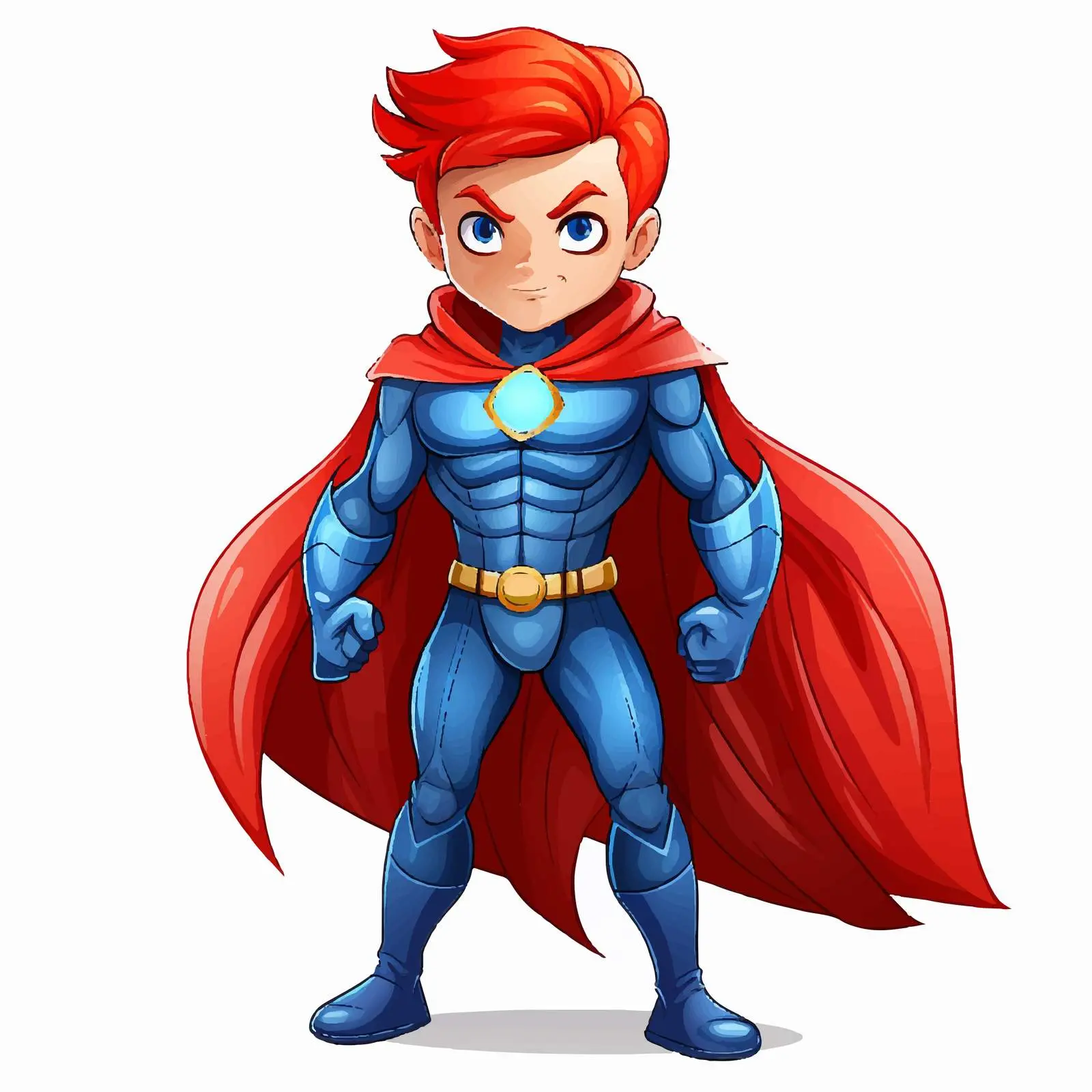 Superhero with Red Hair and Blue Suit Vector – free red hair image from Dotvec
