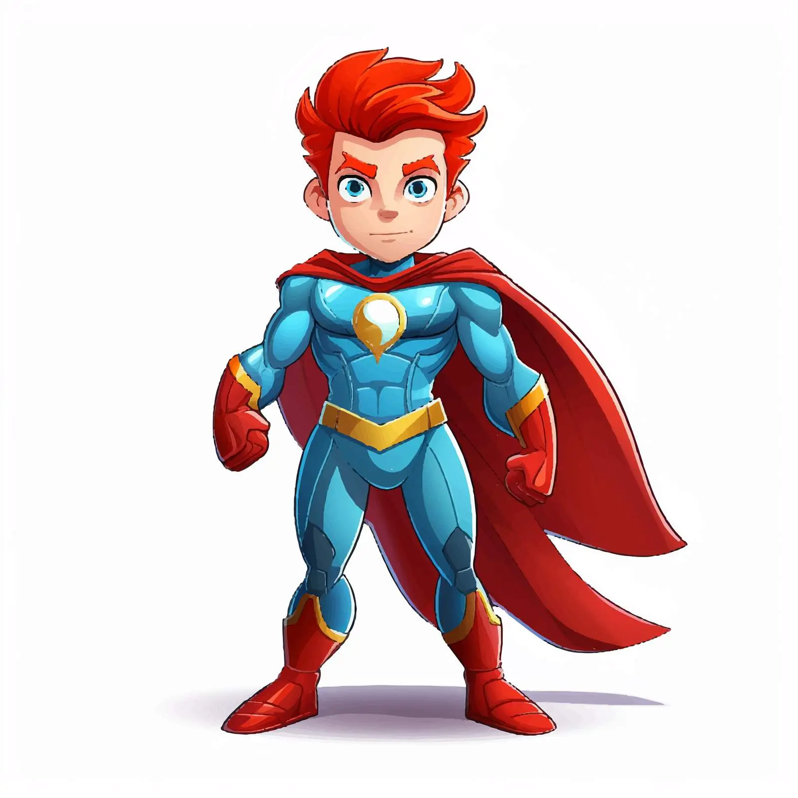 Red-Haired Superhero in Blue Suit Vector Art — free download from Dotvec