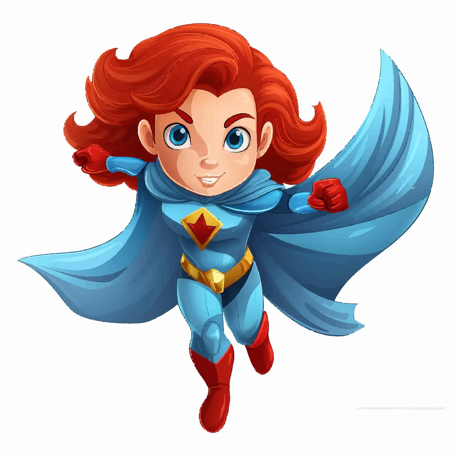 Superhero with Red Hair and Blue Suit Vector – free red hair image from Dotvec