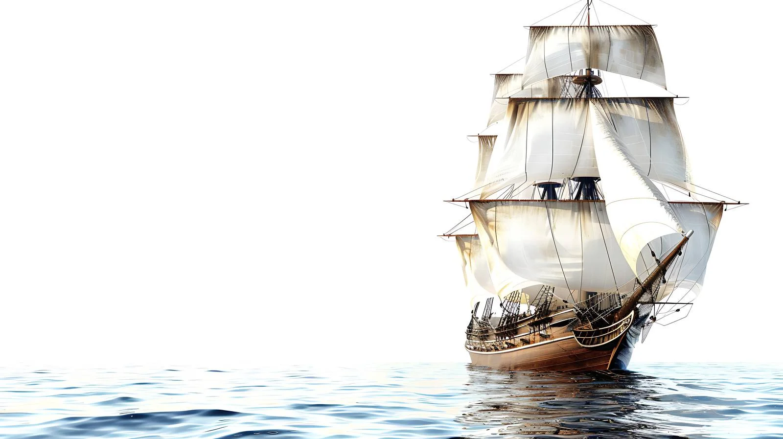 Majestic brigantine navigation over blue waters — free download from Dotvec