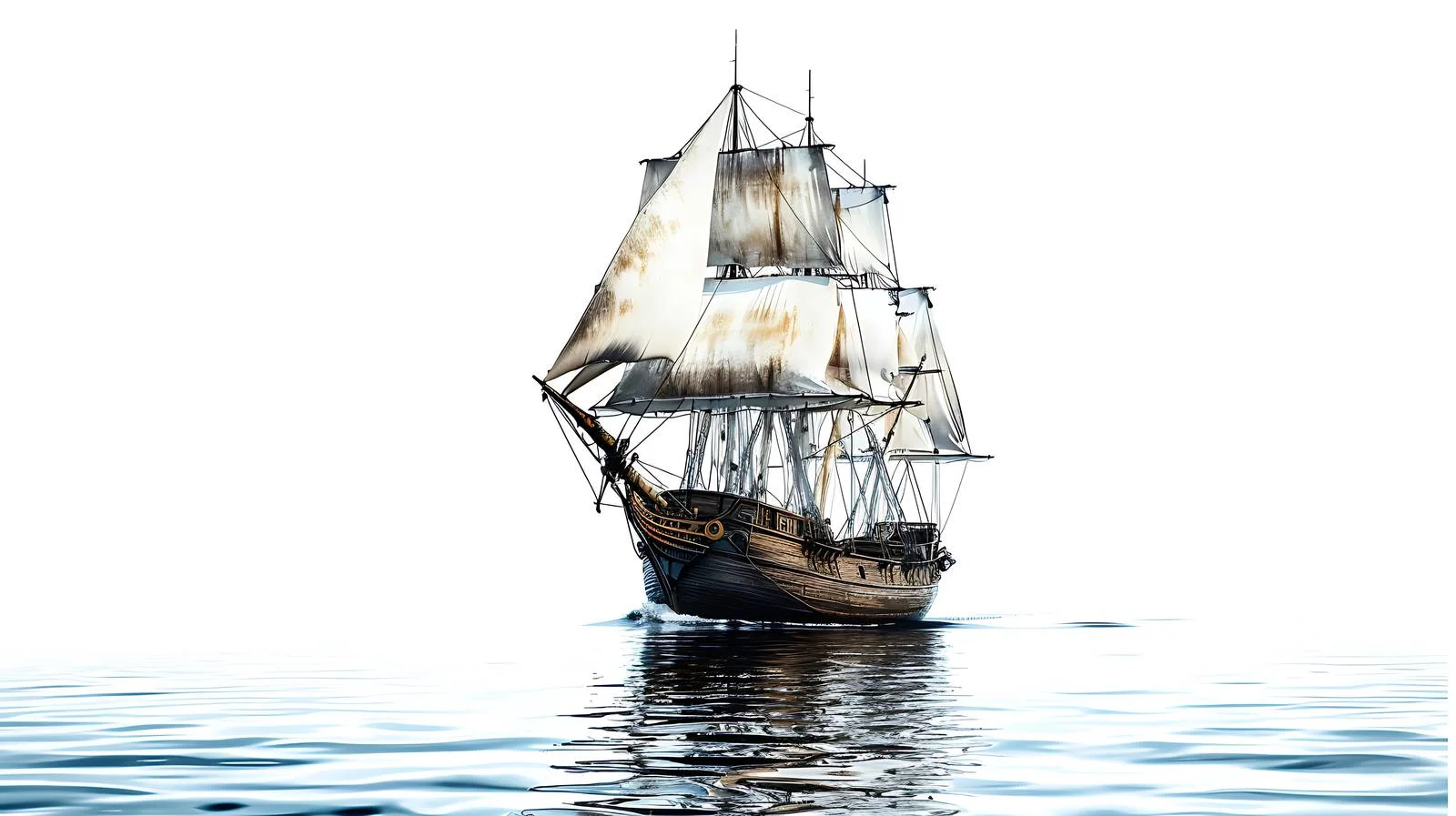 Majestic brigantine sails across serene blue waters — free download from Dotvec