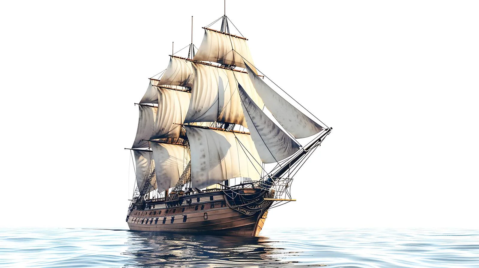 Majestic brigantine sailing through serene blue waters — free download from Dotvec