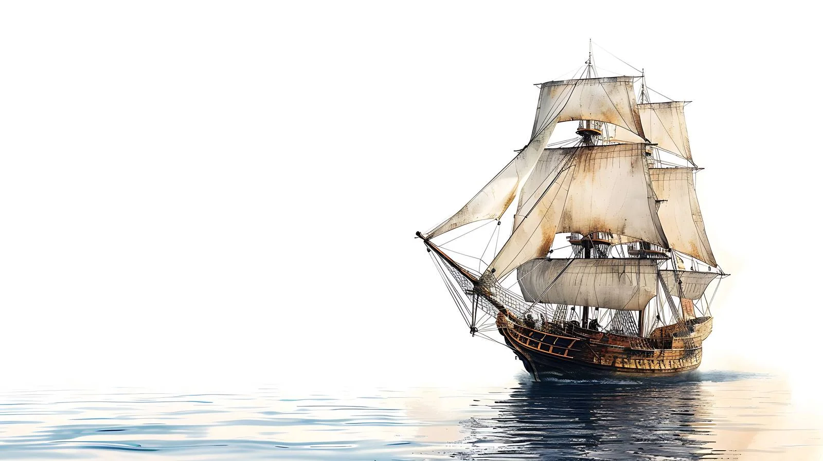 Majestic brigantine sailing on blue waters — free download from Dotvec