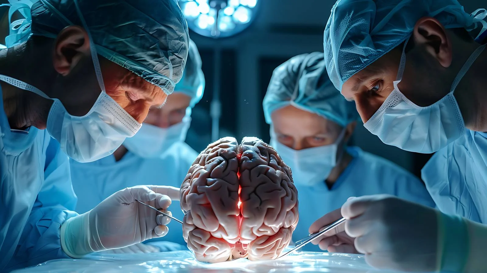 Skilled surgeons conducting brain surgery procedure — free download from Dotvec