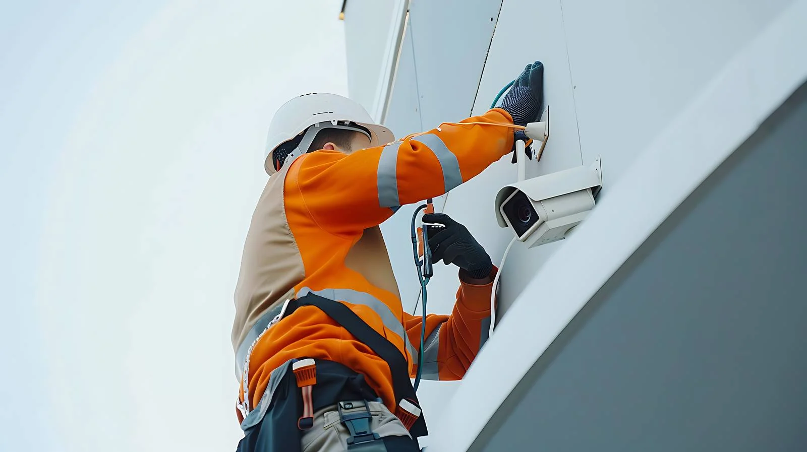 Installation of CCTV Camera on Building Facade — free download from Dotvec