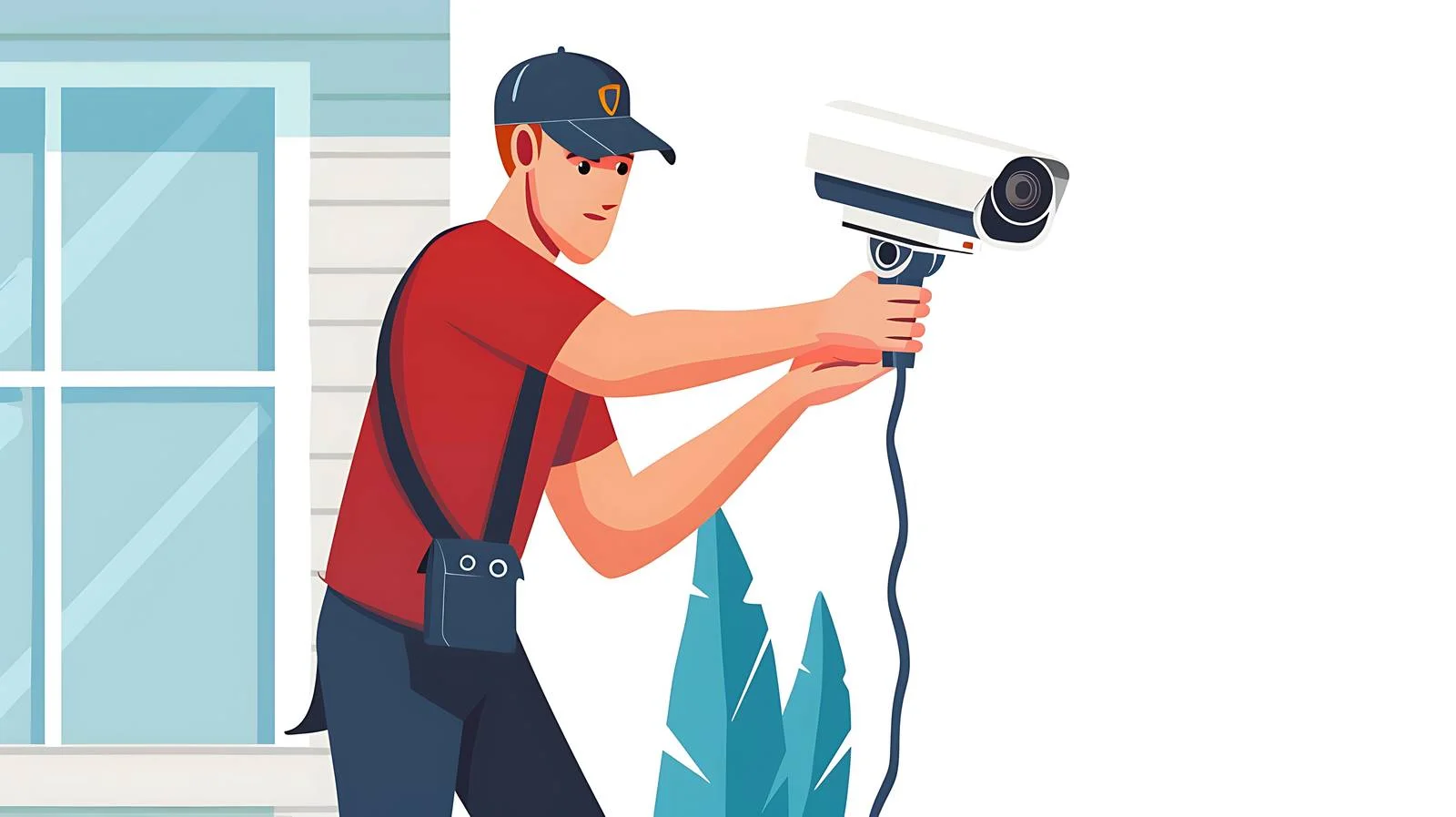 Installing CCTV Camera on Building Facade — free download from Dotvec