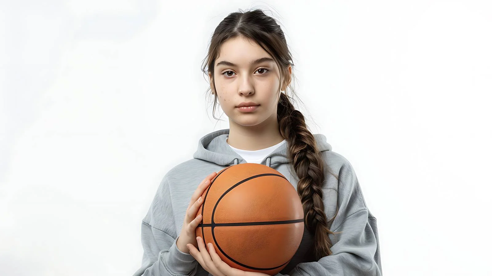 Teenage girl with a basketball indoors — free download from Dotvec