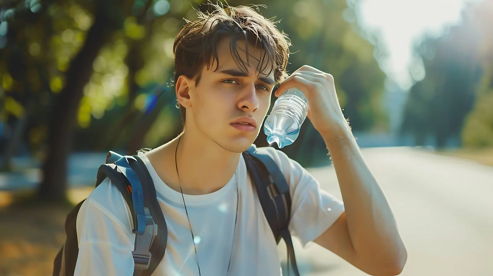 Exhausted Man Wiping Sweat Resting — free download from Dotvec