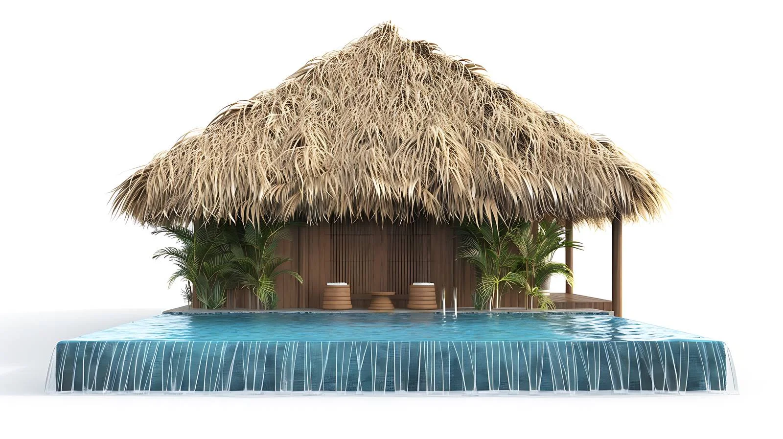 Idyllic Thatched Hut by Swimming Pool — free download from Dotvec